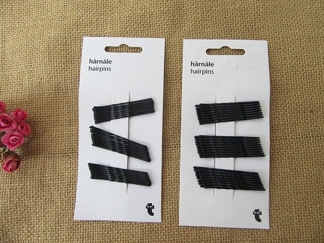 12Sheetx 25Pcs Black Bobby Pins Grips Hair Barrette Clip 50Mm image number 2