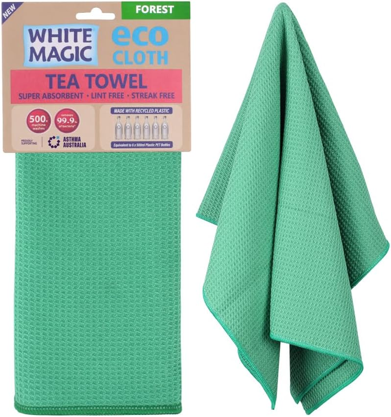 White Magic Tea Towel Single Pack, Midnight &ndash; Recycled Plastic Ultra Absorbent Microfibre, 70X50Cm, Lint-Free, Quick-Drying, Durable & Stylish Kitchen Towel, Multi-Purpose Use, Easy Care - Coral image number 2