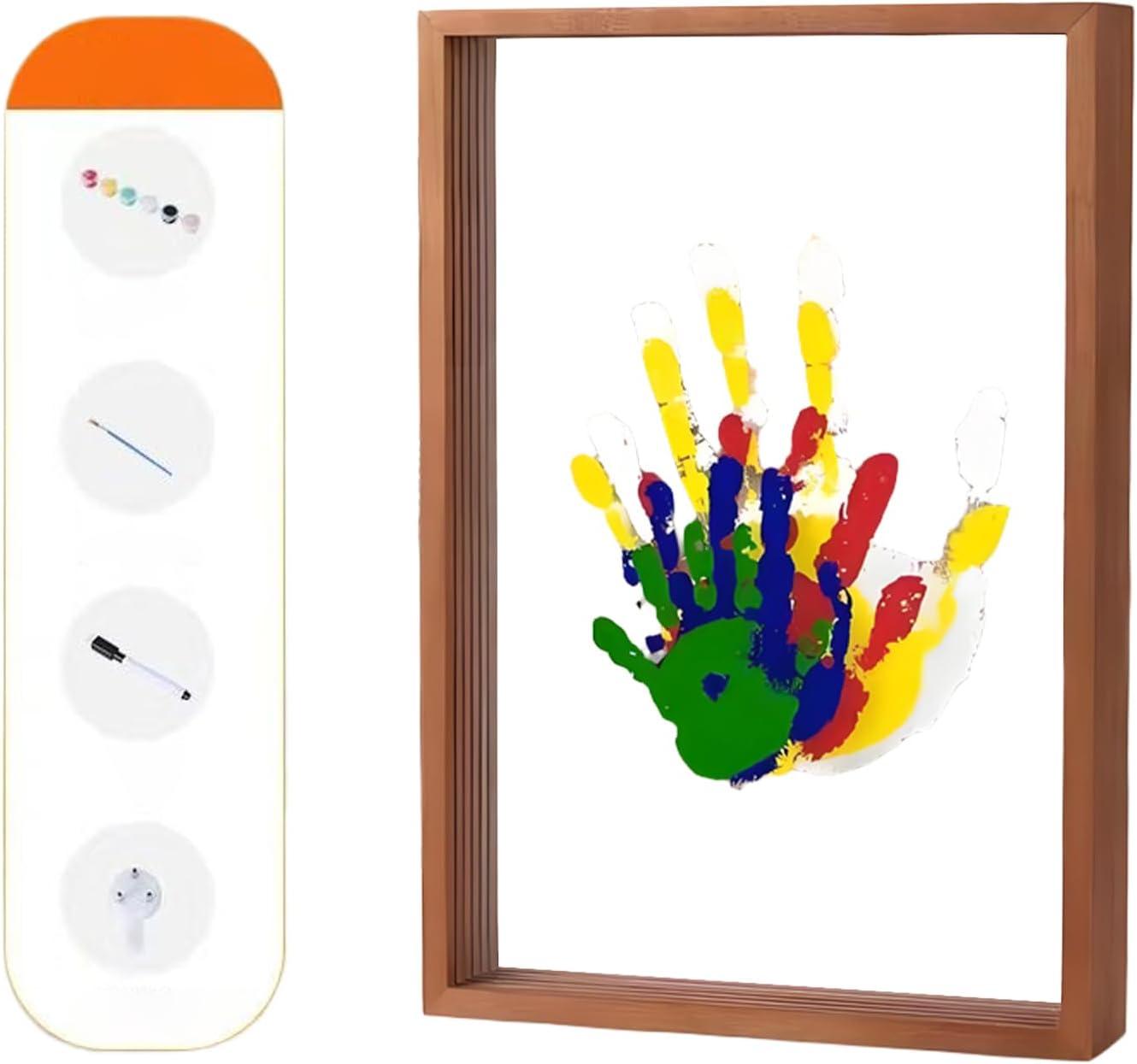 Family Handprint Kit, Family Keepsake Frame, Creative Wooden Frames, Multipurpose Paw Print Frame, Parent Child Interaction Handprint Set for Home Decoration image number 4