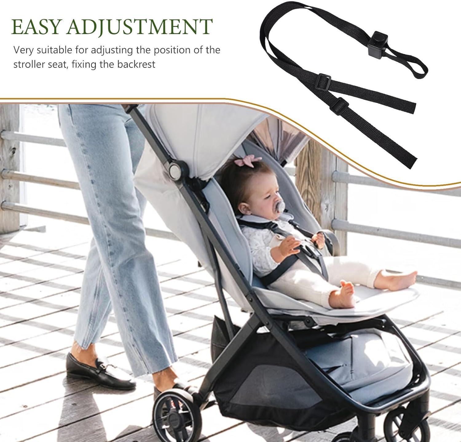 Bestonzon 3Pcs Stroller Harness Straps for Seat Recliner High Chair Backrest Safety Strap Replacement for Pram Pushchair with Polyester Travel and Daily Use image number 6