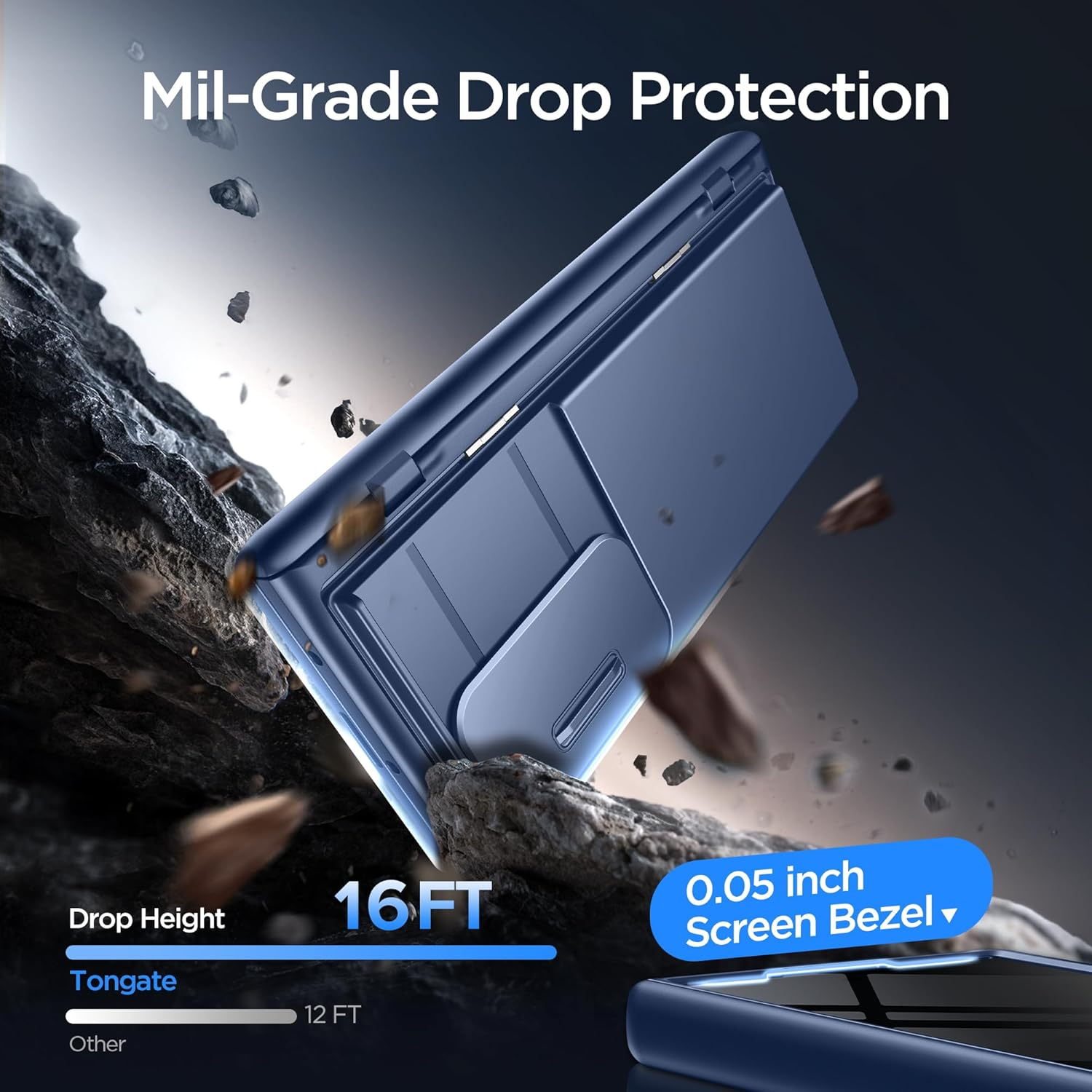 TONGATE Wallet for Z Fold 7 Case with Privacy Screen Protector, [4-Card Holder][Anti Spy] Built-In Large Stand & Slide Camera Cover Z7 Shockproof Phone Case for Samsung Galaxy Z Fold 7 2025 8", Blue image number 5