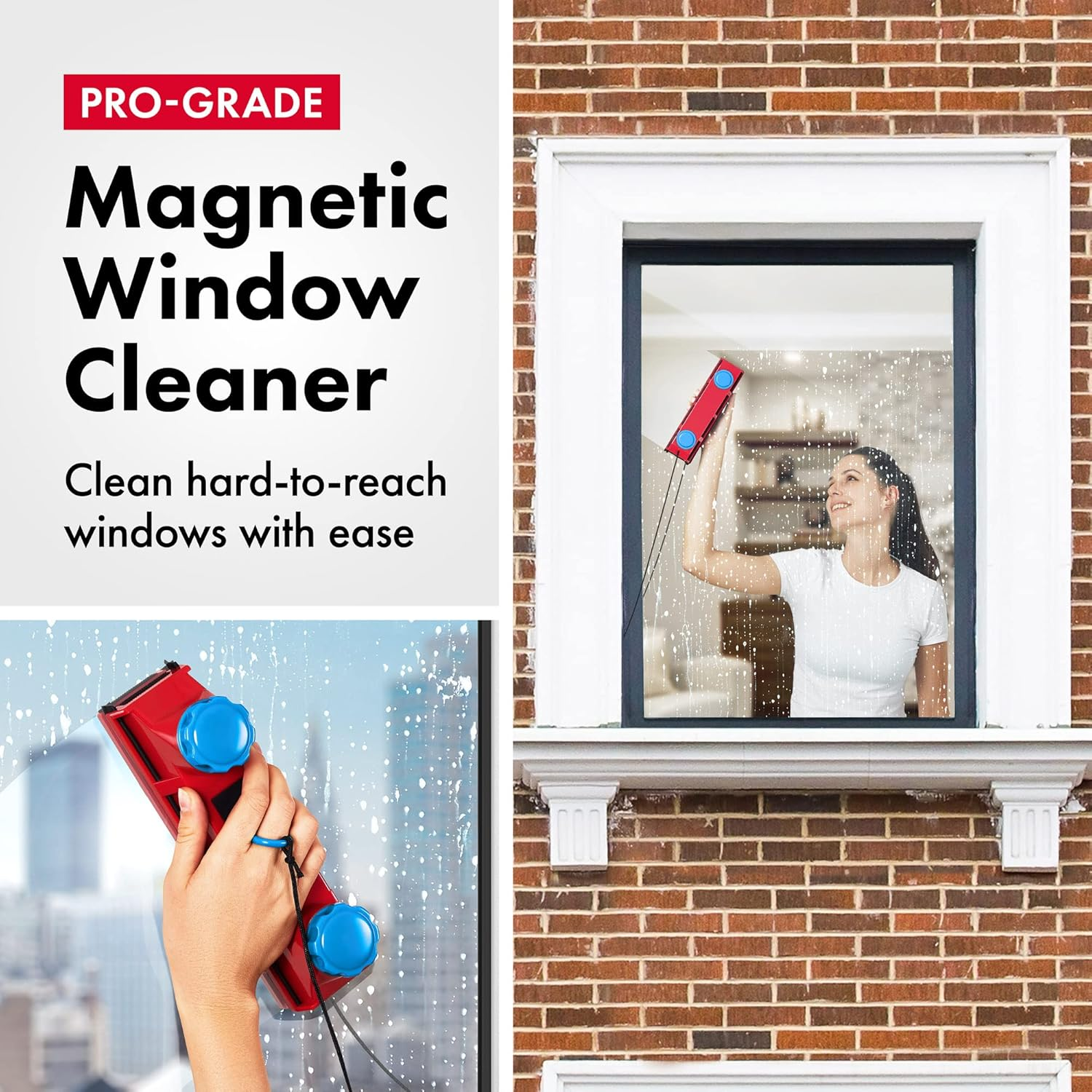 Tyroler Bright Tools Magnetic Window Cleaner the Glider D-3 AFC Indoor and Outdoor Glass Pane Cleaning | Single or Double Glazed Window 2-28Mm | Adjustable Magnetic Force image number 4