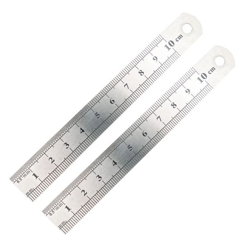 1/2 X 10Cm 15Cm 20Cm Double Sided Stainless Steel Metal Ruler Rule Precision, Durable, Professional Measuring Tool with 1Mm Graduation image number 6