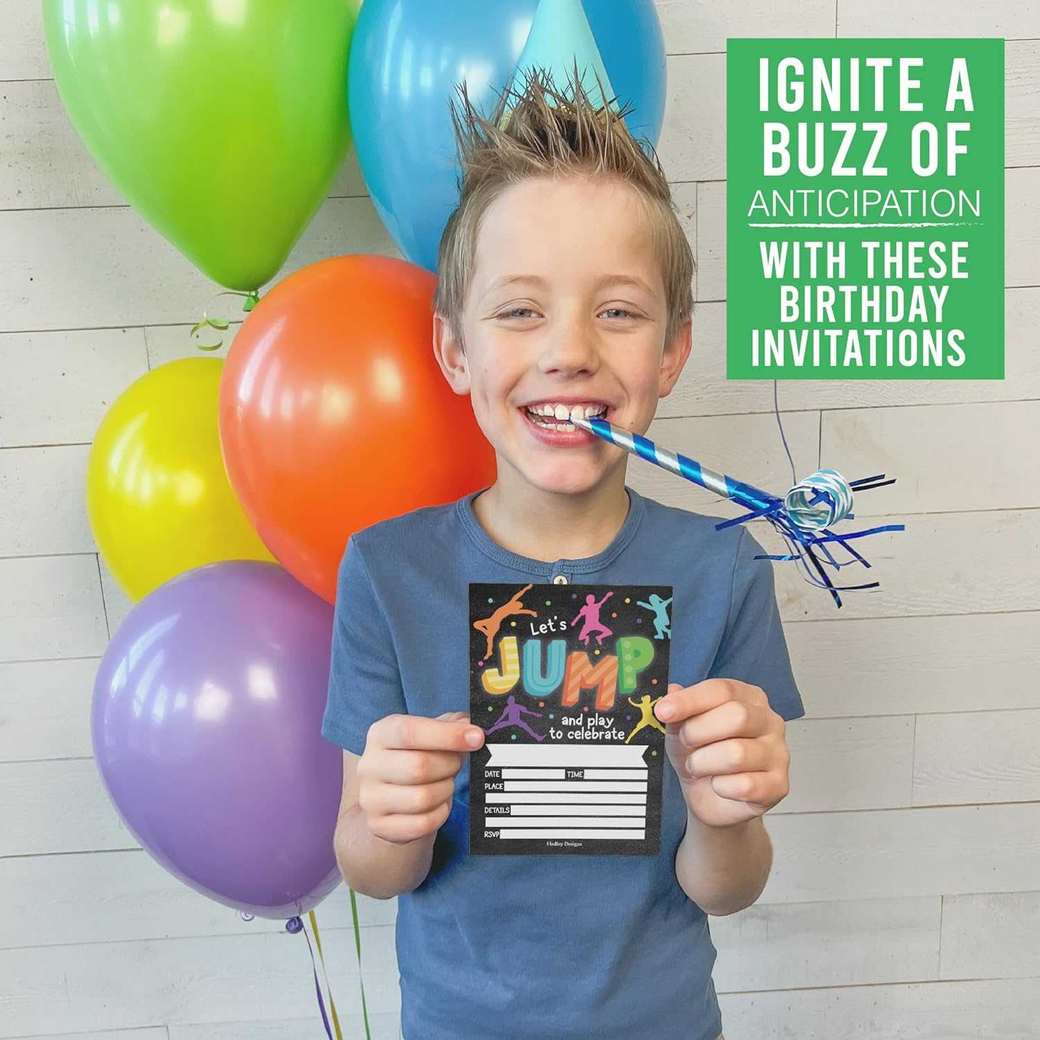Hadley Designs 15 Trampoline Jump Birthday Party Invitations for Girls-Kids Birthday Invites image number 3