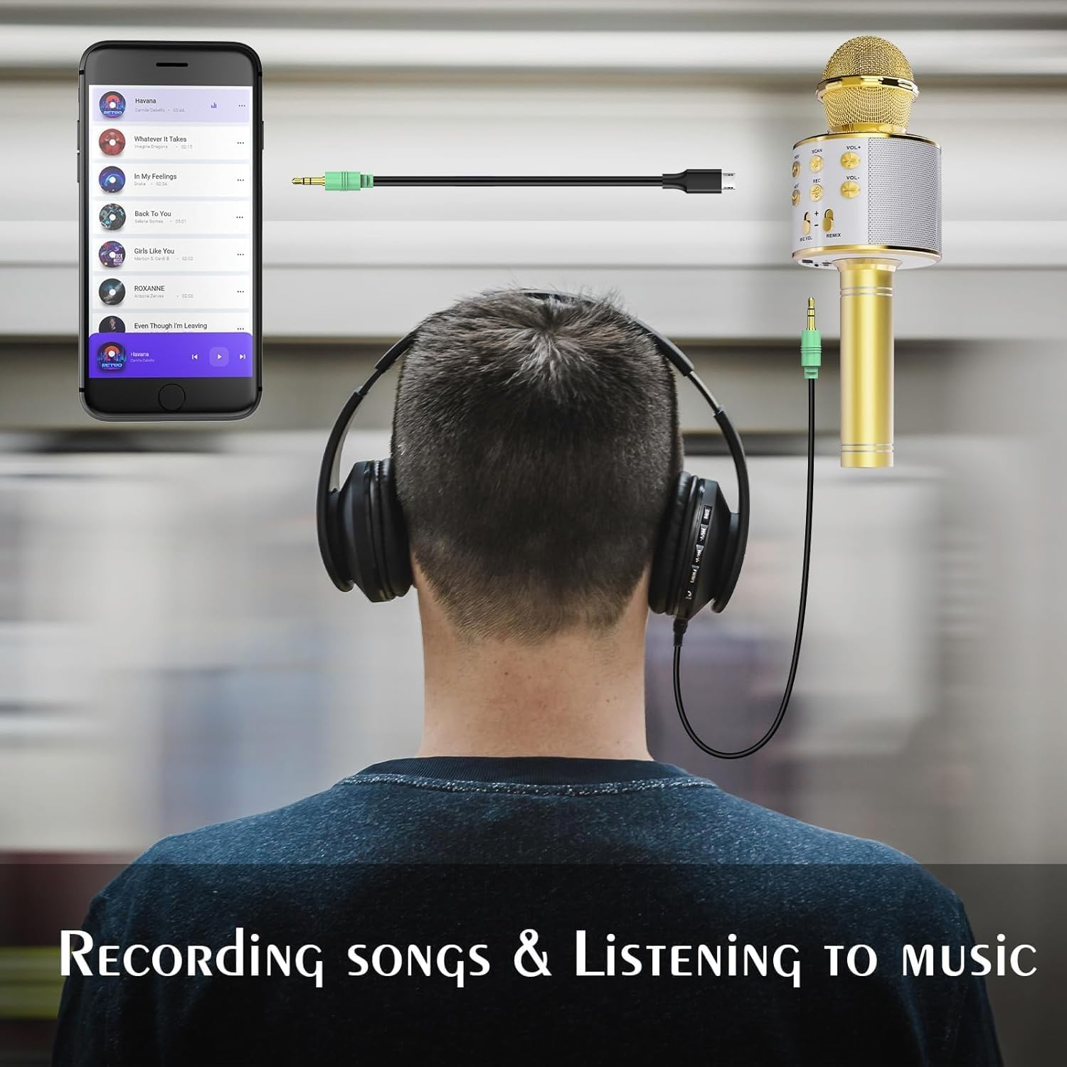 Kids Wireless Karaoke Microphone Machine,Bluetooth Microphone Toys for Girls, Birthday Gifts for Girls Boys 3 4 5 6 7 8 9 10 11 12 Year Old Kids Toys, Home KTV - Gold Color - Gold image number 6