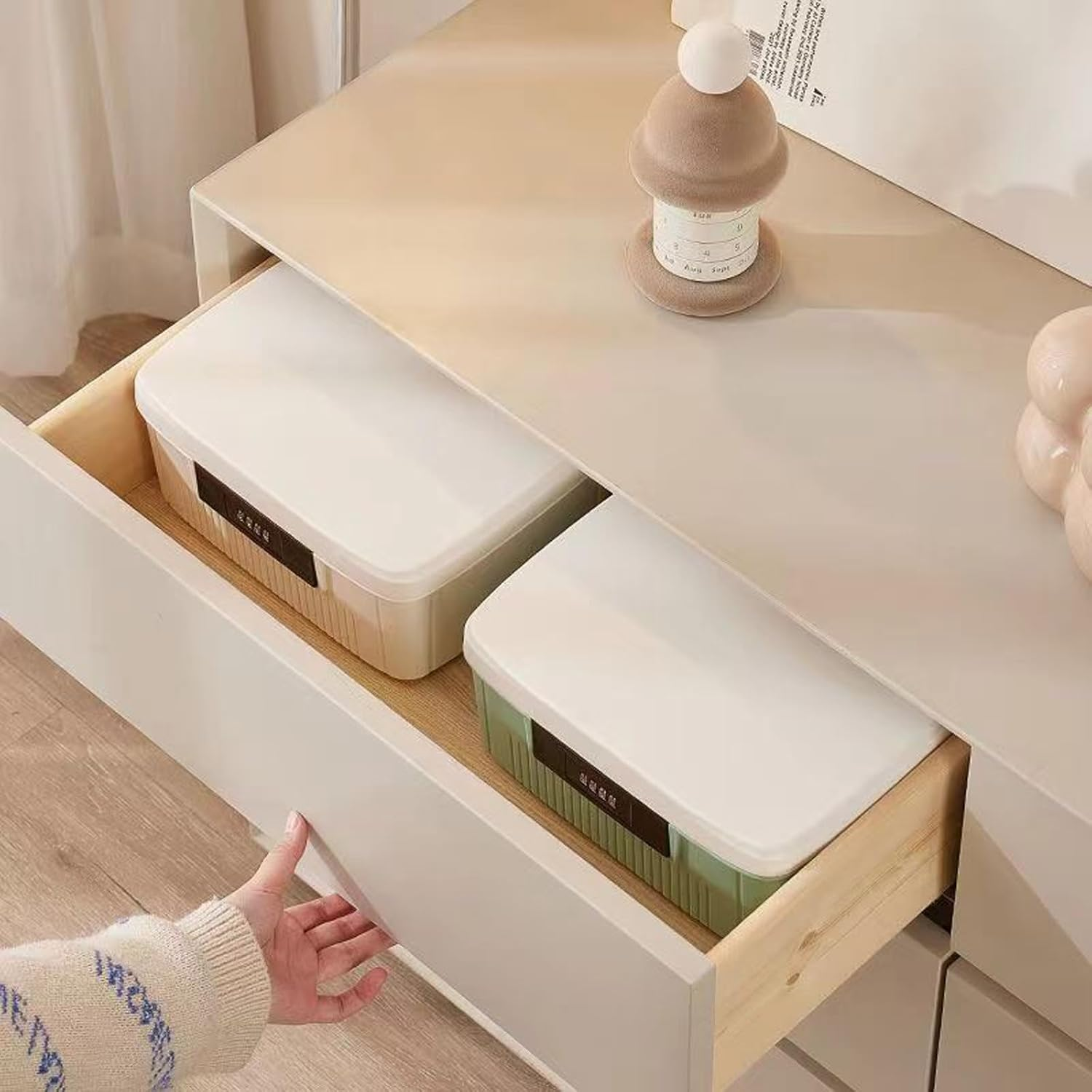 20 * 25 * 10Cm Medicine Organizer Box First Aid Health Emergency Storage Box Large Capacity Medicine Storage Bins with Combination Locks(White) - Green image number 4