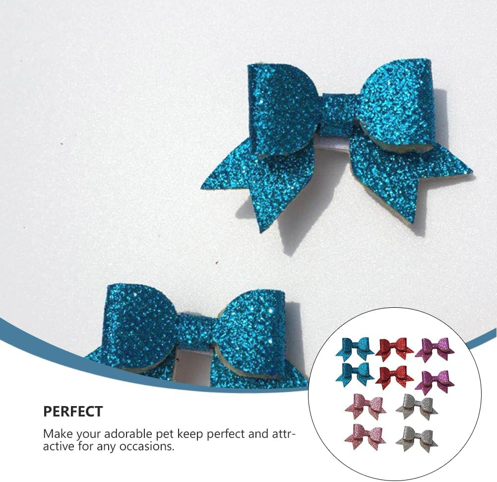 Alasum Girl Hair Bows 10Pcs Pet Hair Clip, Dog Bows with Clips, Cat Bow Clips Glitter Pet Hair Clips Pet Supplies Dog Lovely Hair Bows Hair Accessories Girl Hair Clips image number 5