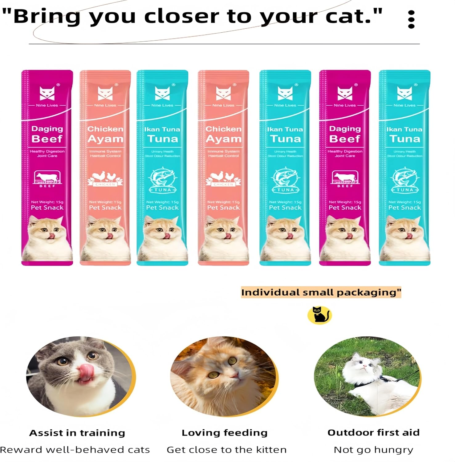 Delicious Cat Snacks for Weight Gain and Cheek Filling-Moist Cat Treats Sticks (5PCS, Beef) image number 4