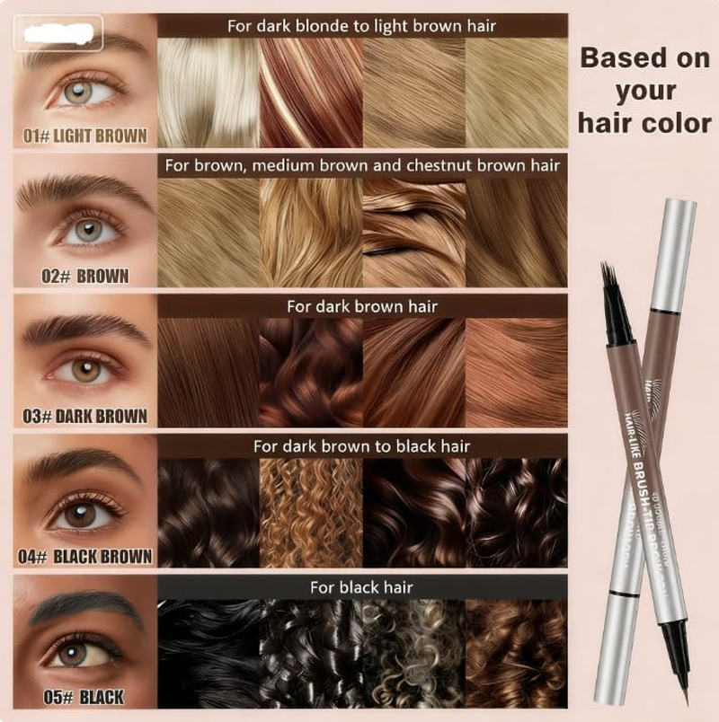 Erinde 2 in 1 Microblading Eyebrow Pen, Waterproof Long Lasting Eyebrow Pencil, Natural Look Brow Pencil Makeup, Precise Brow Pen for Women, Magical Liquid Eyebrow Pencils, Creates Full Realistic Hair like Strokes 03# - 01 image number 6