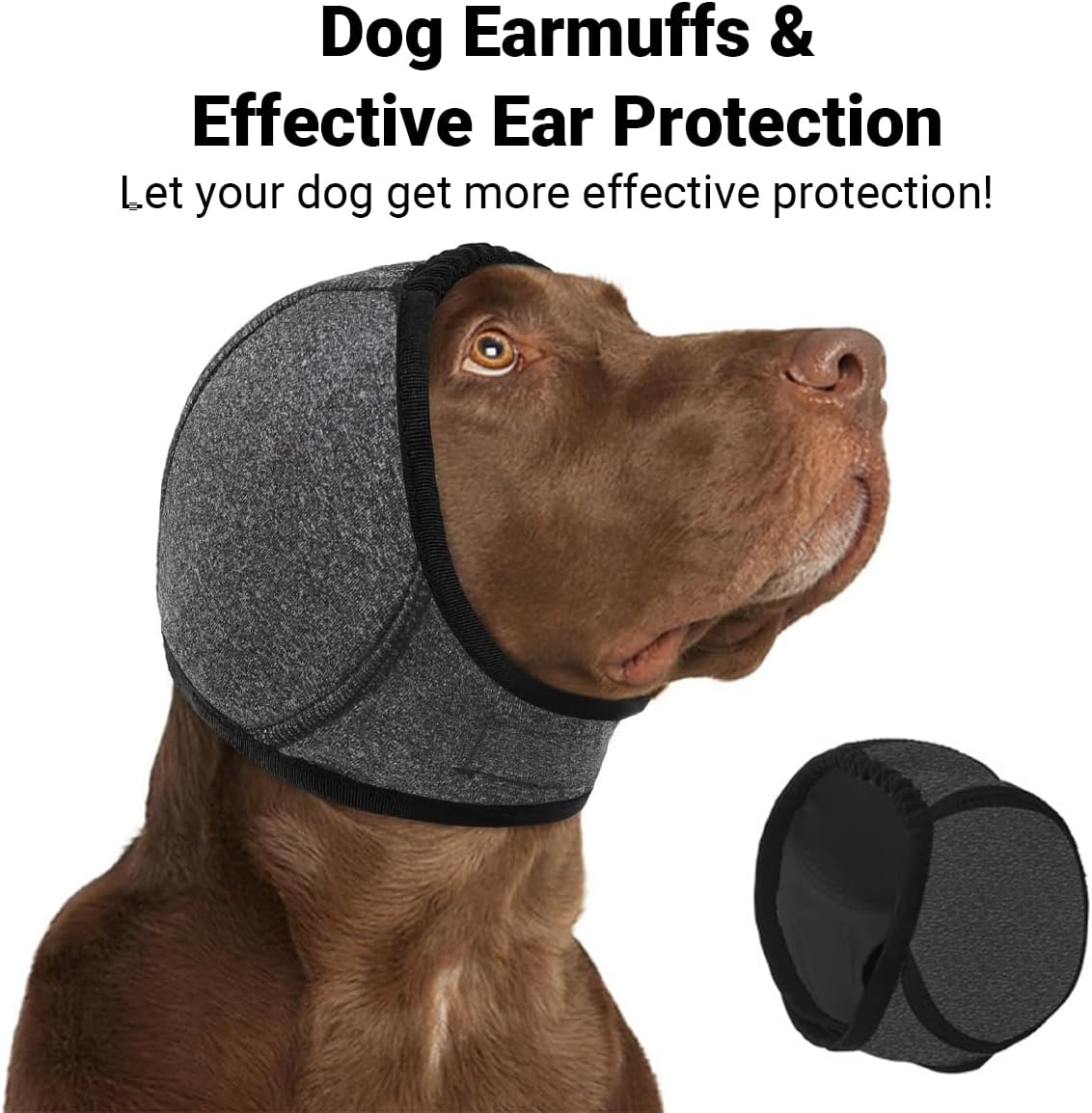 AIMALL Dog Earmuffs Noise Reduction Headgear Waterproof Neoprene Comfort Hood for Swimming Bathing Anxiety Relief Sound Insulation Scare Prevention Protective Head Wrap Grey image number 5