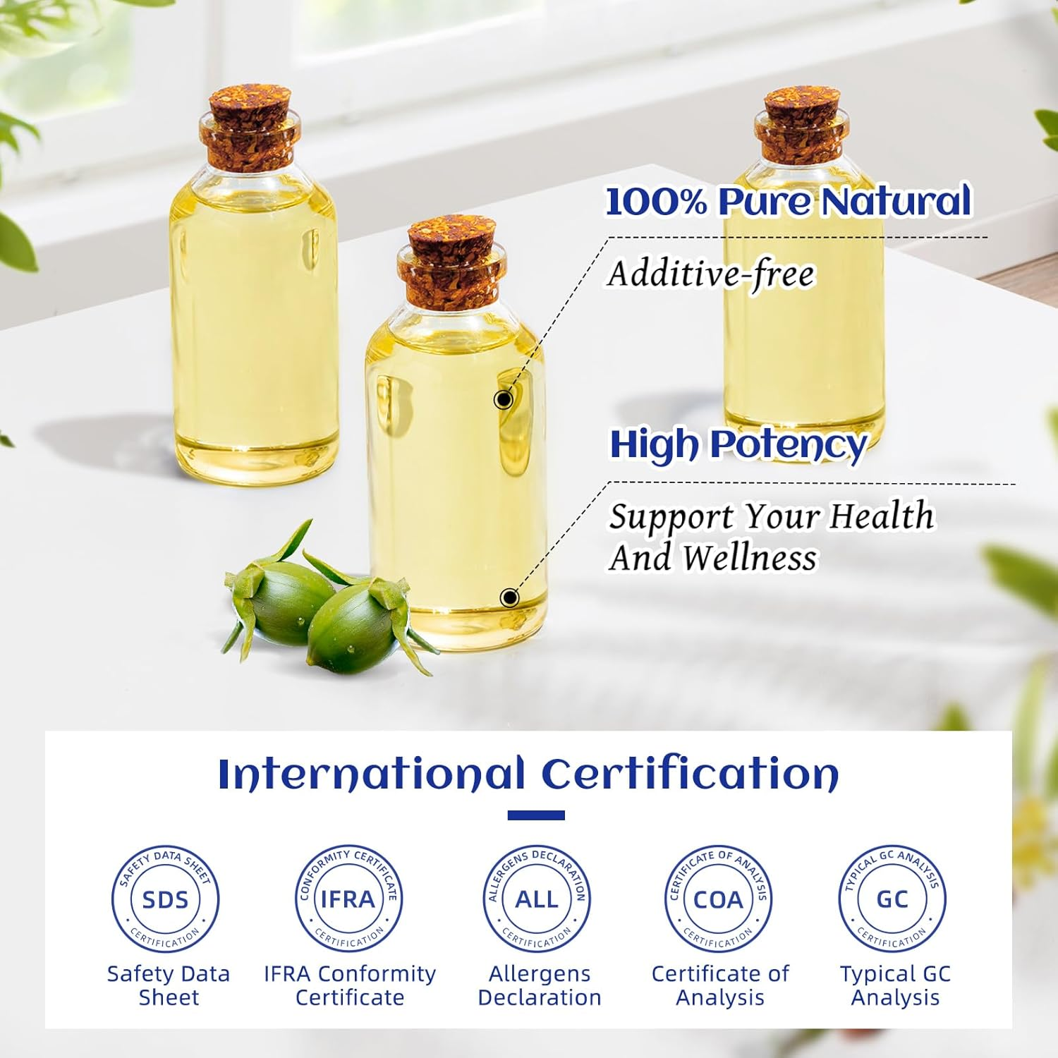 HIQILI Jojoba Oil Organic, Cold Pressed & Unrefined Jojoba Essential Oil Perfect for Skin, Hair Growth, Nails, Massage, Body Care 100Ml image number 2