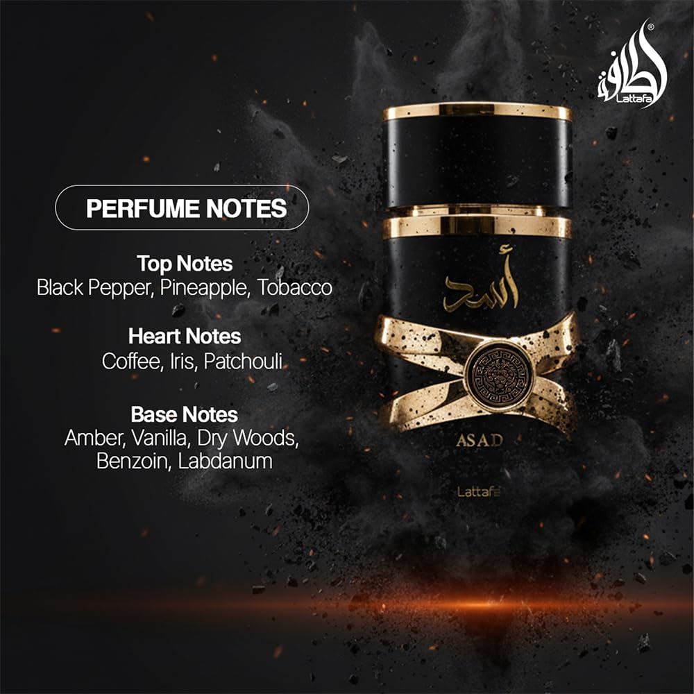 Lattafa Asad Eau De Parfum 100Ml Long Lasting Luxury Perfume Spray for Men | Premium Refreshing Oud and Musk Fragrances (Oud and Musk) image number 2
