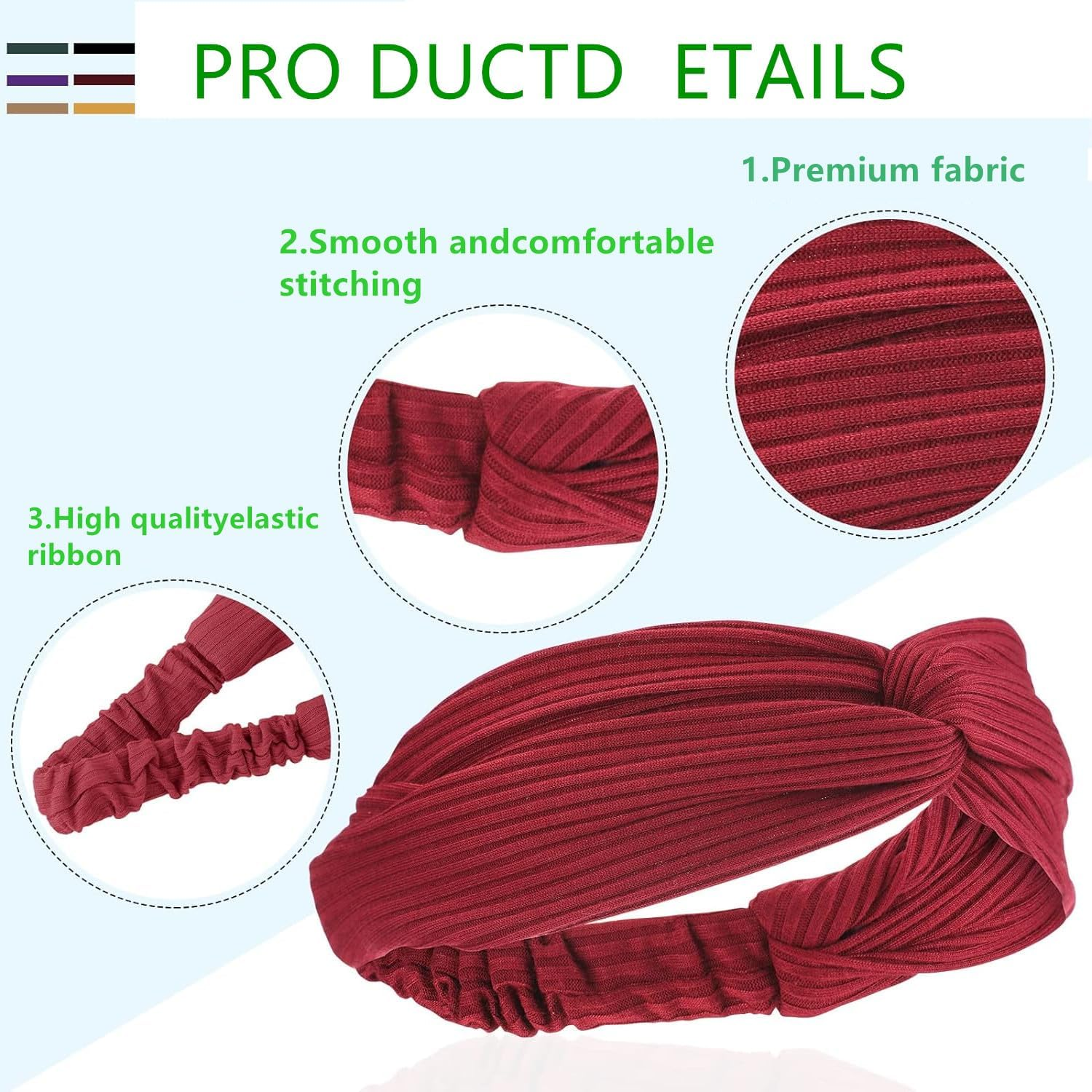 10 Pcs Headbands for Women Twist Knotted Women Head Bands Boho Stretchy Hair Bands Non Slip for Girls, Criss Cross Turban Plain Headwrap Yoga Workout Vintage Hair Accessories image number 6