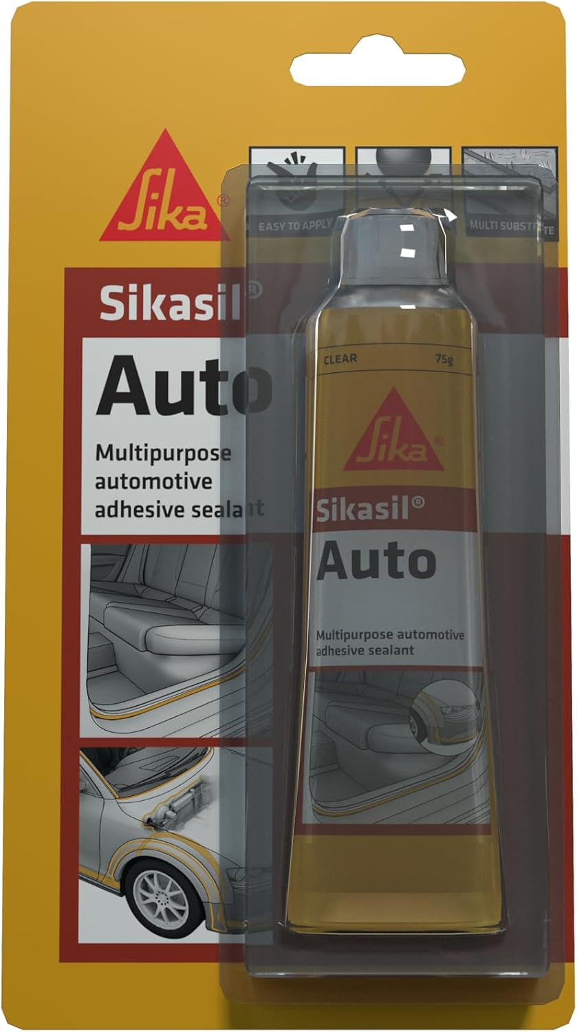 SIKA - Automotive Silicone Sealant - Sikasil Auto, Clear - Multipurpose Adhesive for Car Interior & Exterior - UV, Vibration, & Weather Resistant - Fast-Curing - Easy to Apply - 75Gr
