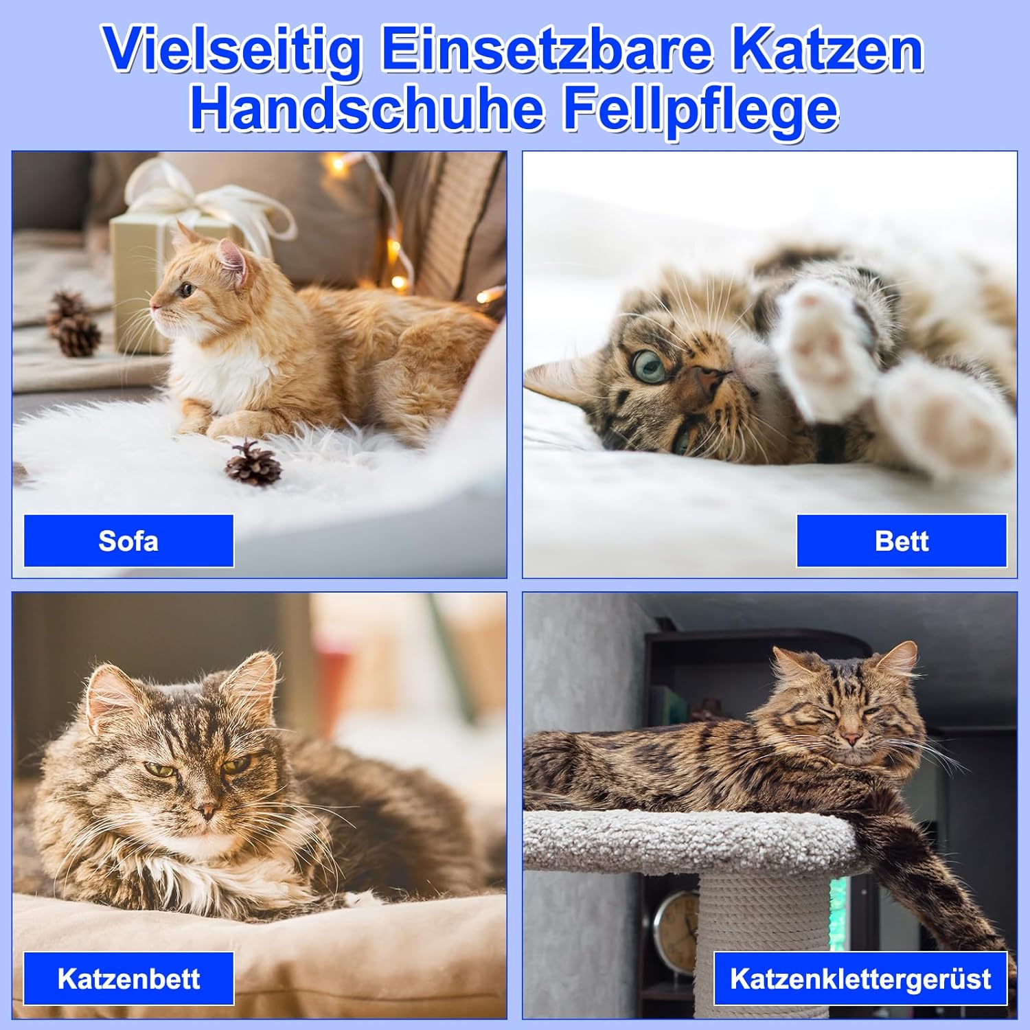 CEWROM Fur Magnet Gloves, Reusable, Pack of 2 Upgrade Pet Hair Removal Gloves for Cats and Dogs, Safe Two-Way Electrostatic Technology, Five Finger Non-Slip image number 1