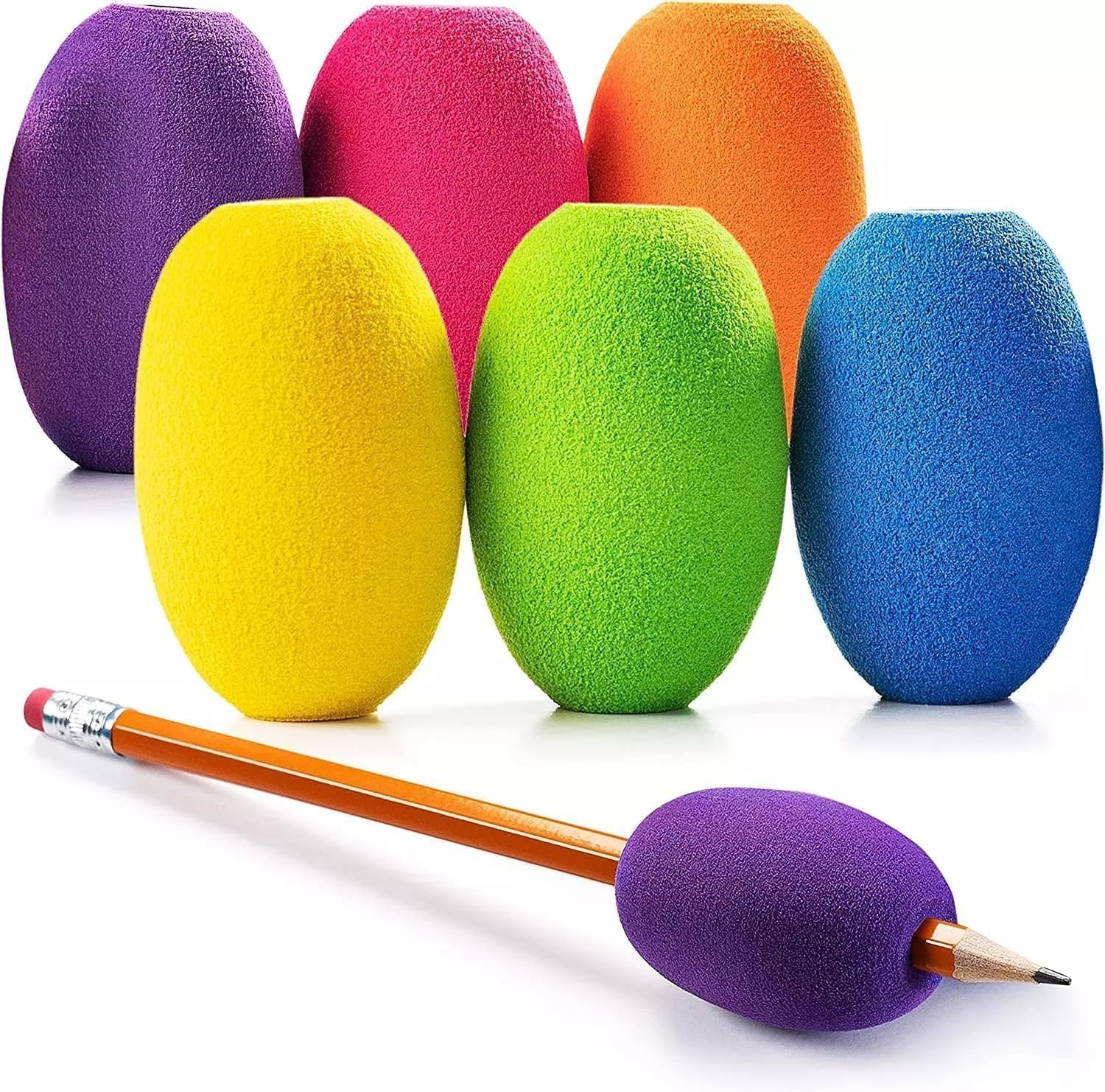 FOTOEVFC Egg Pen Pencil Holder Handwriting Grips, 6Pcs Foam Grips, Pen Grips, Pencil Holder, Pencil Cushion Grip image number 1