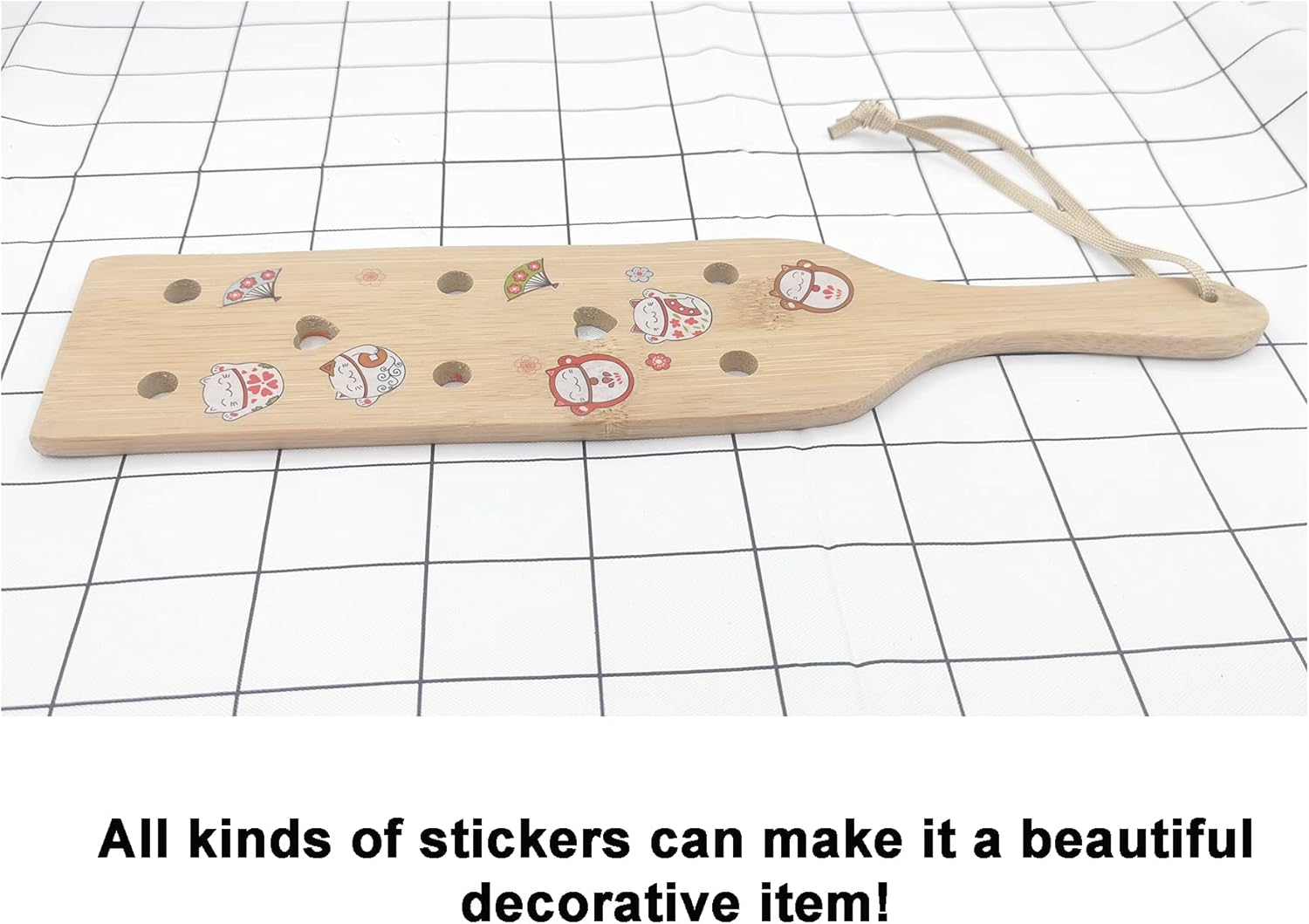 13.2Inches 2PCS Small Bamboo Wooden Paddle,Wood Lightweight Thin Paddle with Smooth Airflow Holes for Light Spanking Crafts DIY Play image number 4