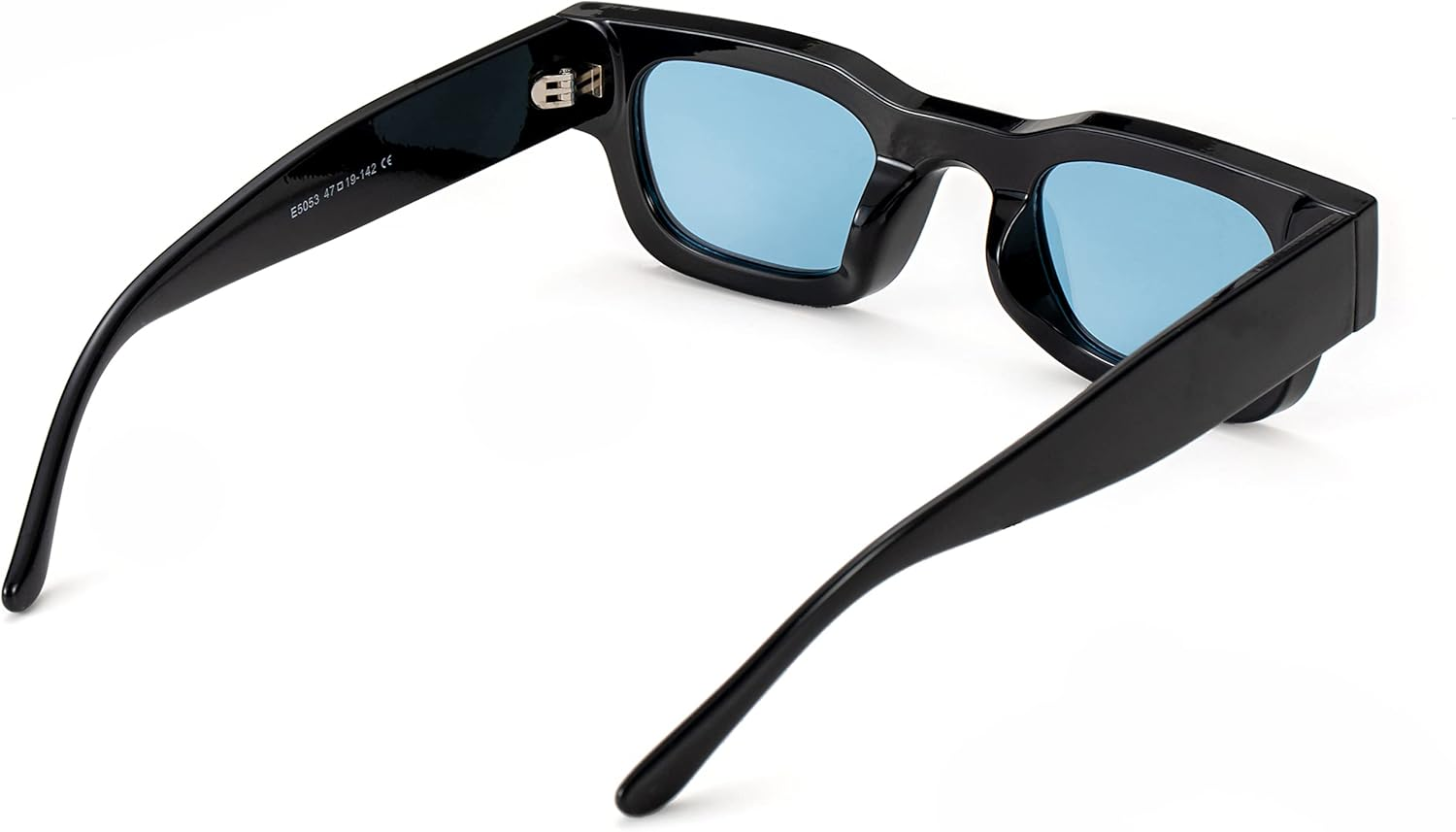 Teumire Retro Rectangle Polarized Sunglasses for Small Face Women Men Chunky Square Thick Frame Glasses UV400 Protection - A02 Black/Clear Yellow image number 3