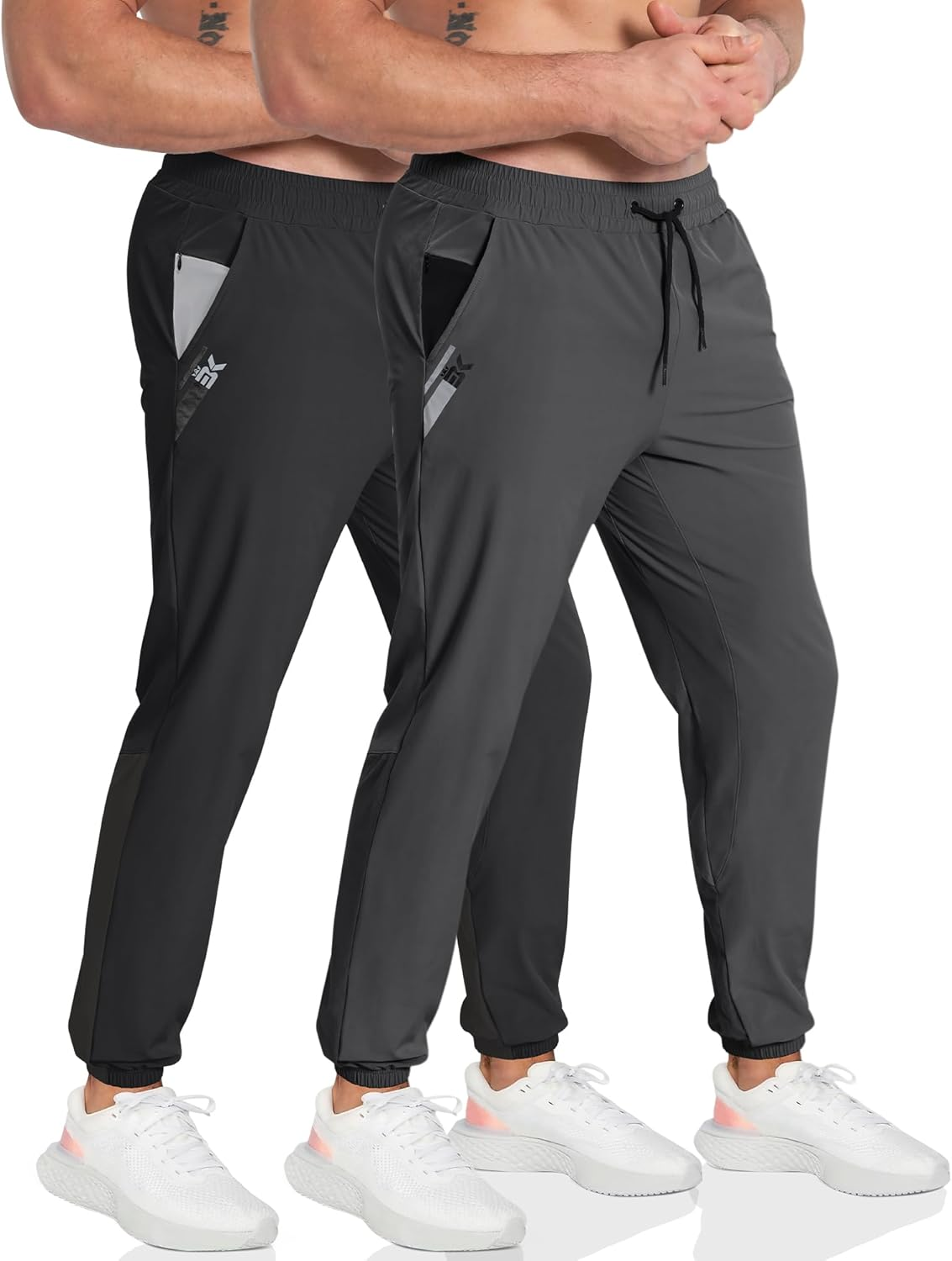 BROKIG Men'S Clashing Joggers Pants,Lightweight Workout Gym Track Pants Mesh Leg Casual Sports Running Sweatpants with Zip Pocket