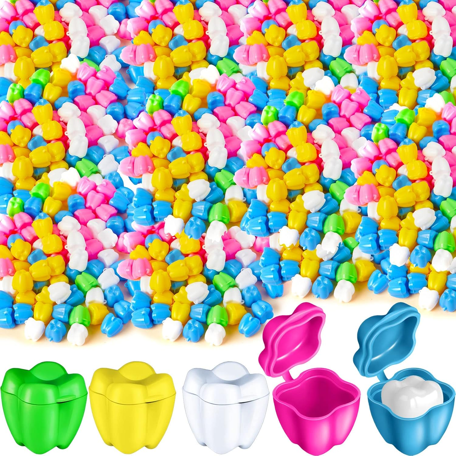 150 Pcs Colorful Tooth Savers, Plastic Tooth Holders for Boys and Girls, Tooth Box, Tooth Holders for Kids Keepsake, Goodie Bag Fillers, Party Favor, Dentist Office, 5 Colors, 0.6 X 0.75 X 0.6 Inch, Plastic, Alexandrite image number 6