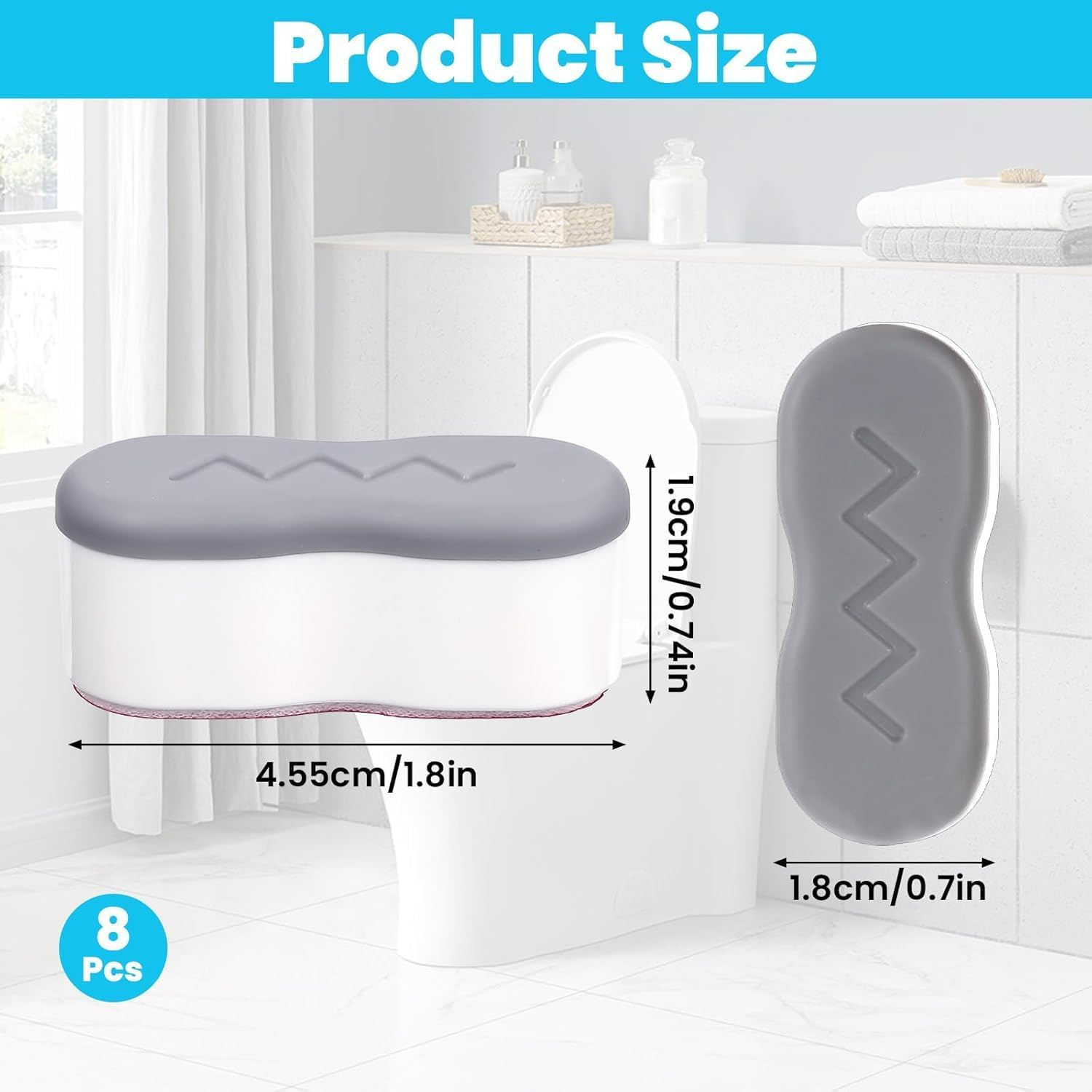 Self Adhesive Toilet Seat Height-Increasing Bumpers Pads, 8Pcs Bidet Bumper Height-Increasing Pads, Toilet Seat Spacers Bidet Height-Increasing Pads for WC Cover image number 5