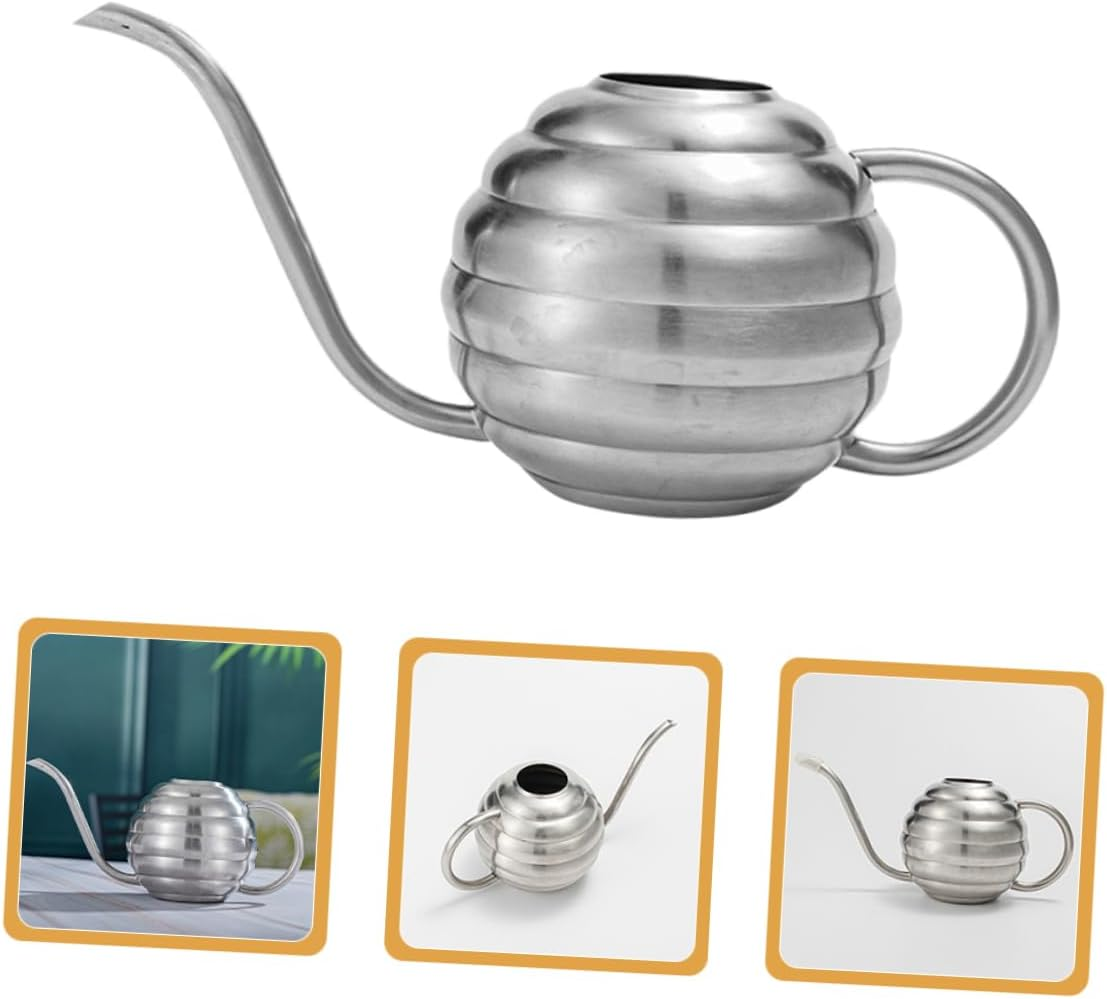 Stainless Steel Watering Bottle Metal Watering Pot Gooseneck Garden Sprayer for Indoor Outdoor Plants Sprinkling Can for Pot - Silver image number 2