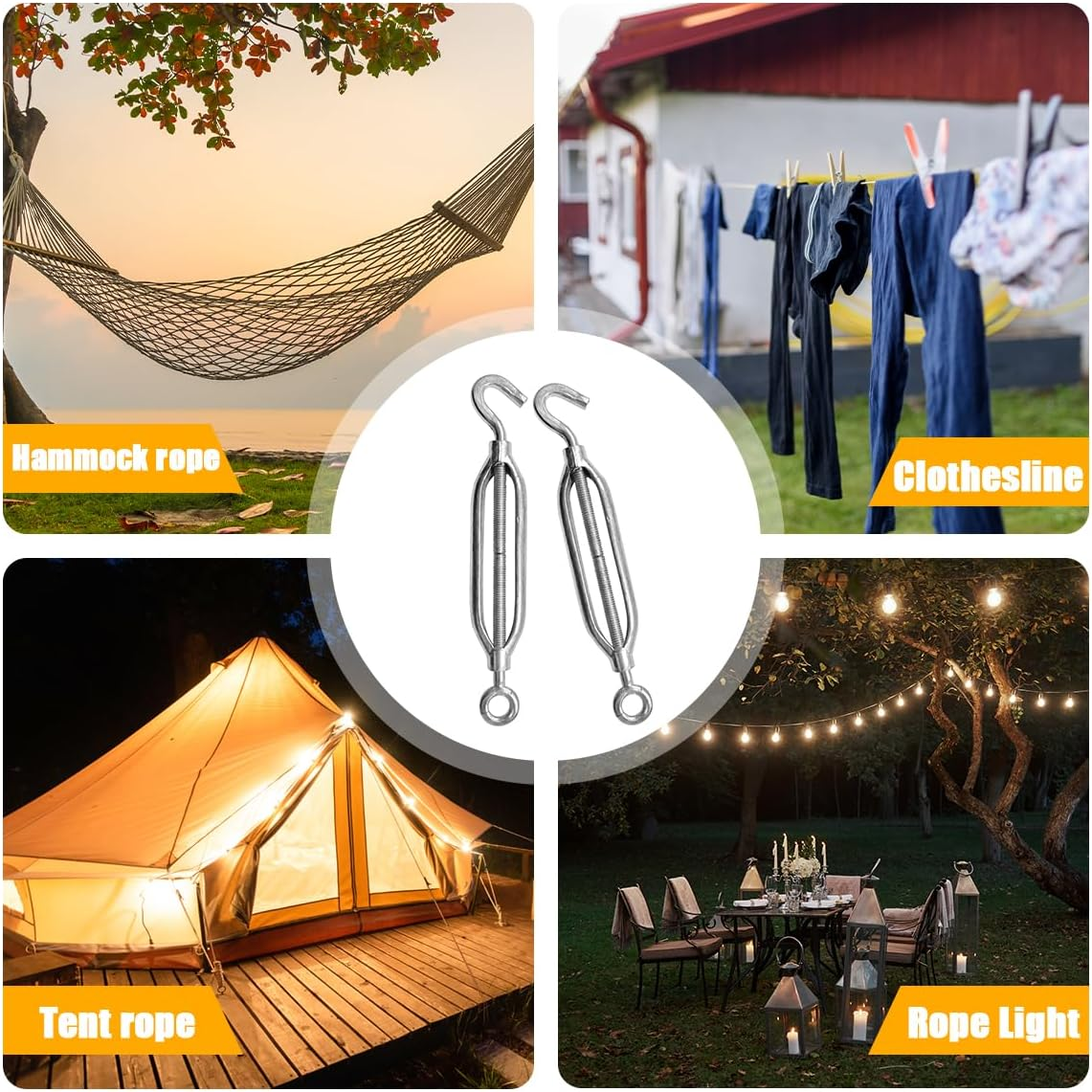 NILLOS Anti-Rust Shade Sail Hardware, 8 PCS Stainless Steel Hook & Eye Turnbuckle for Sun Shade, Tent Awning Installation image number 1
