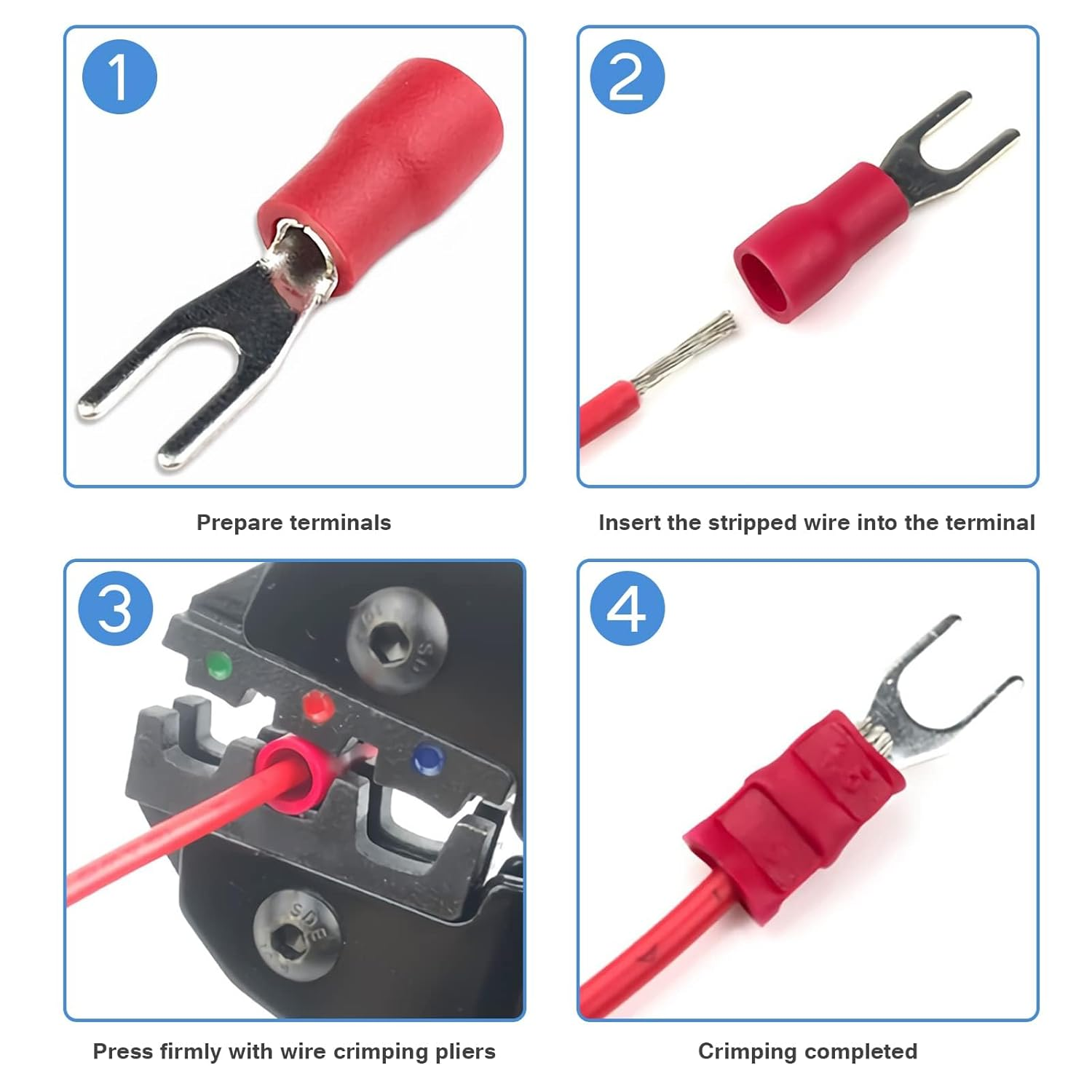 MTJNYZA 678Pcs Crimp Terminals Connectors Electrical Wire Crimping Set Connector Assorted with Heat Shrink Tubing Sleeving Cable Electric Terminals Spade Ring Bullet Butt Fork Copper image number 4