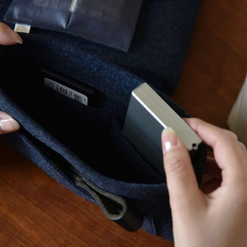 HYK MART Felt Purse Organizer Insert, Handbag Storage Pouch with Multi Pockets - Pack of 2 (Dark Grey) image number 2