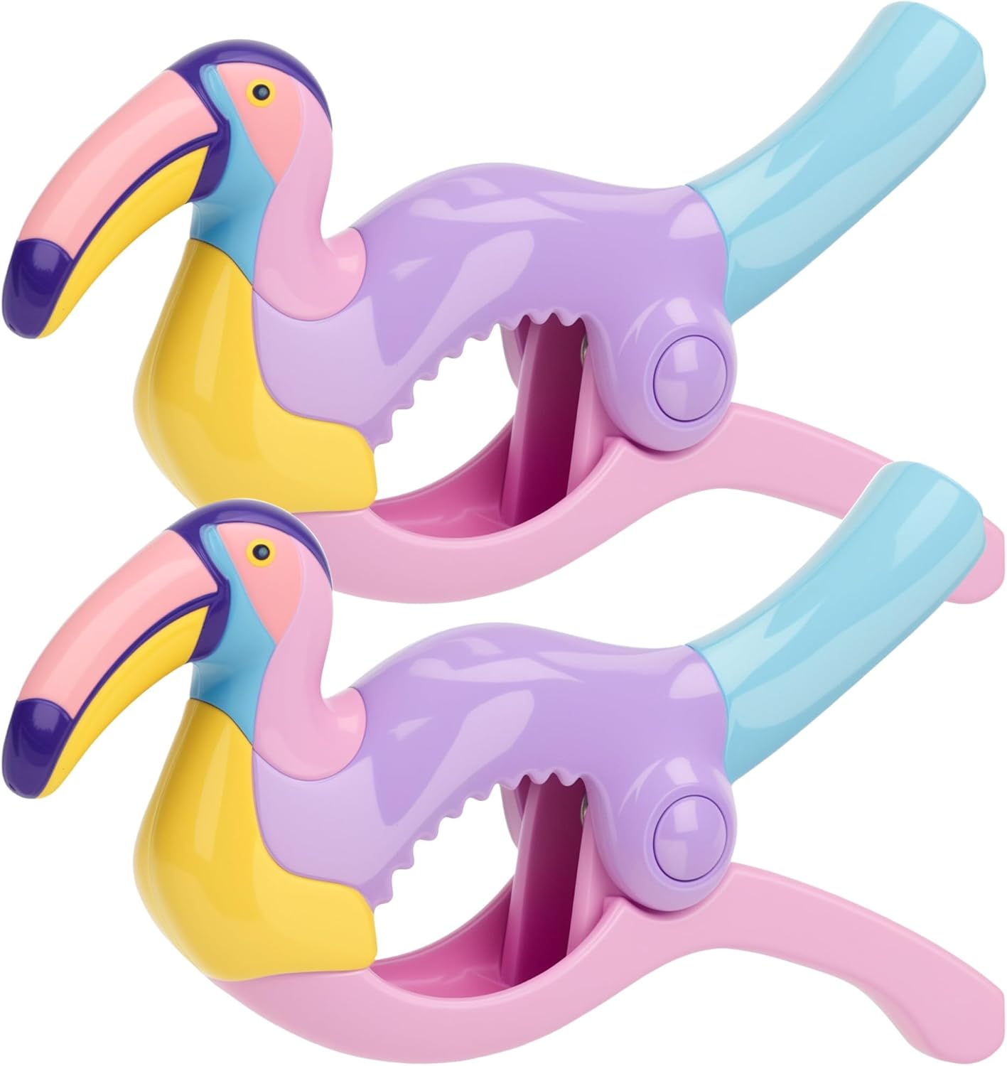 SHIDOW Beach Towel Clips, Jumbo Size Towel Clips for Beach Chairs Cruise Pool Patio or Daily Use Secure Hang Seal, Set of 2 (Flamingo) image number 3