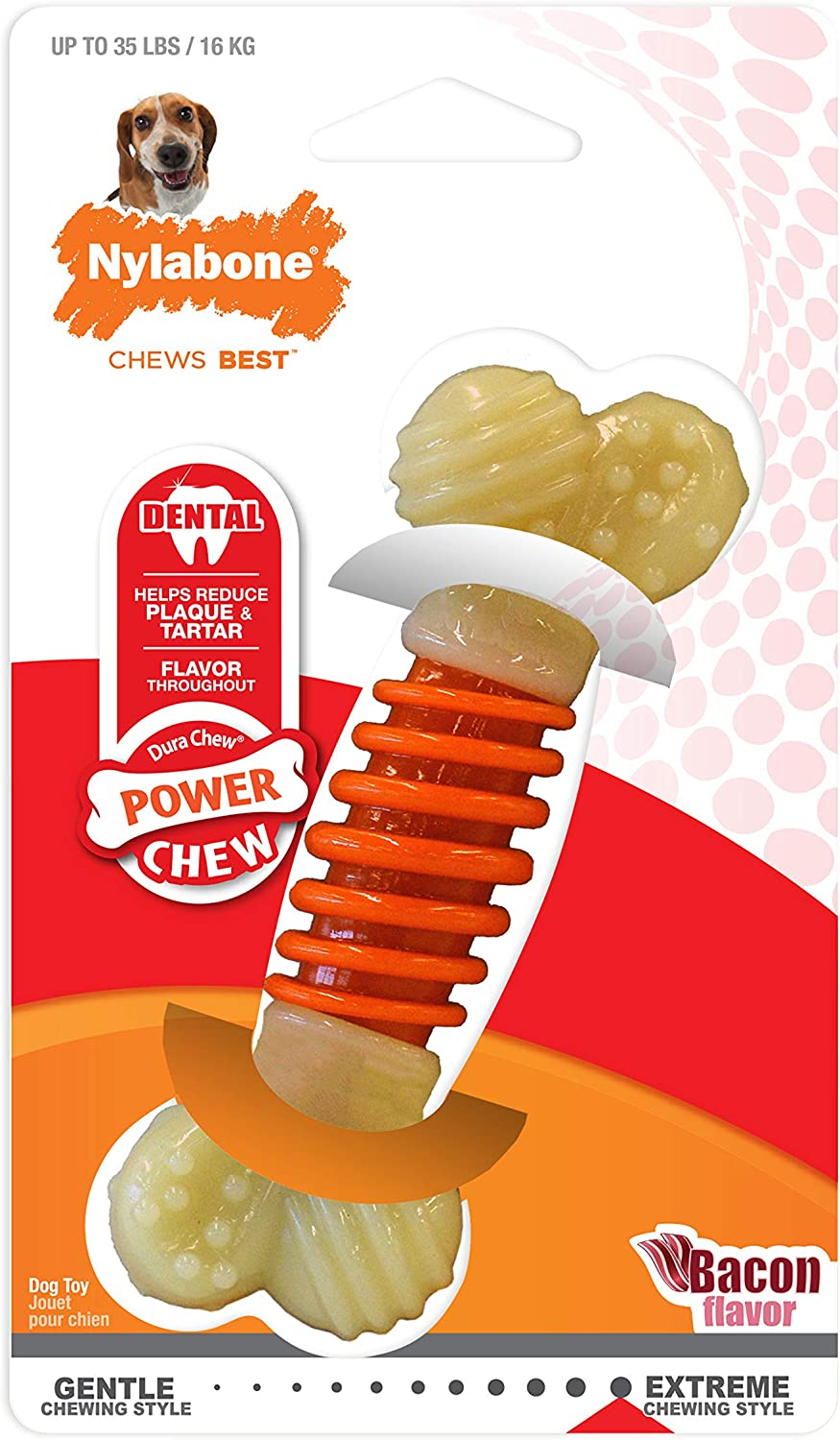 Nylabone Power Chew Dental Pro Action Bone Bacon Chew Toy image number 2