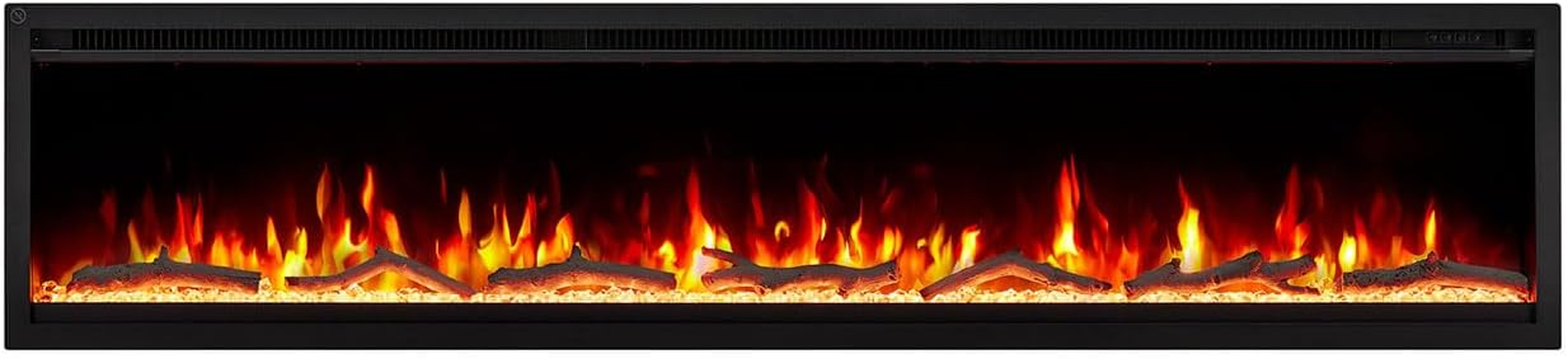 Modaliving Nocturne 1500W Recessed Electric Fireplace Built-In Slim Wall Heater with Remote Control Timer Flame and Fuel Bed Lighting in 60 Inch Sizes (60) image number 4