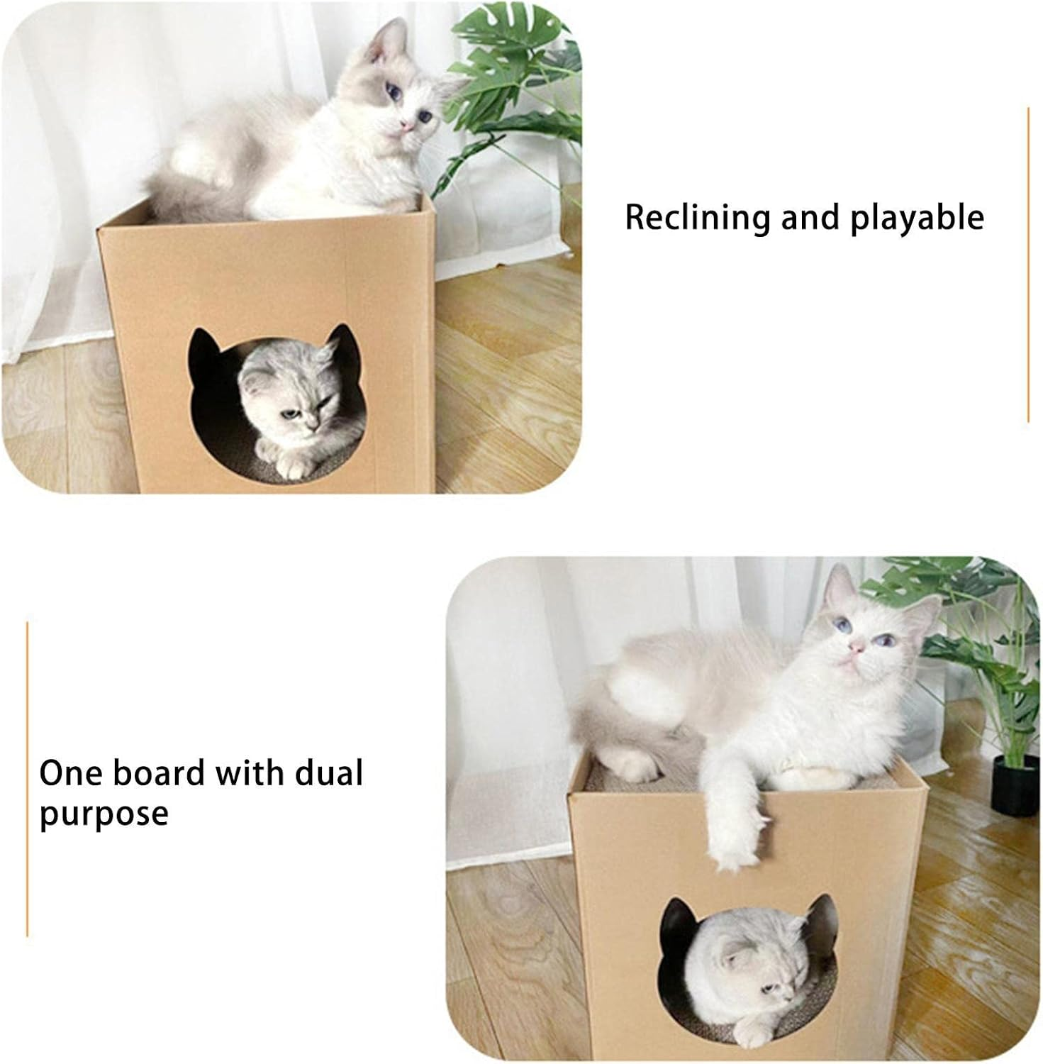 Cardboard Cat House - Indoor Cats Scratching House,Cat House with Scratching Pad, Cat Scratching House, Scratcher Box, Cat House for Sleeping image number 1