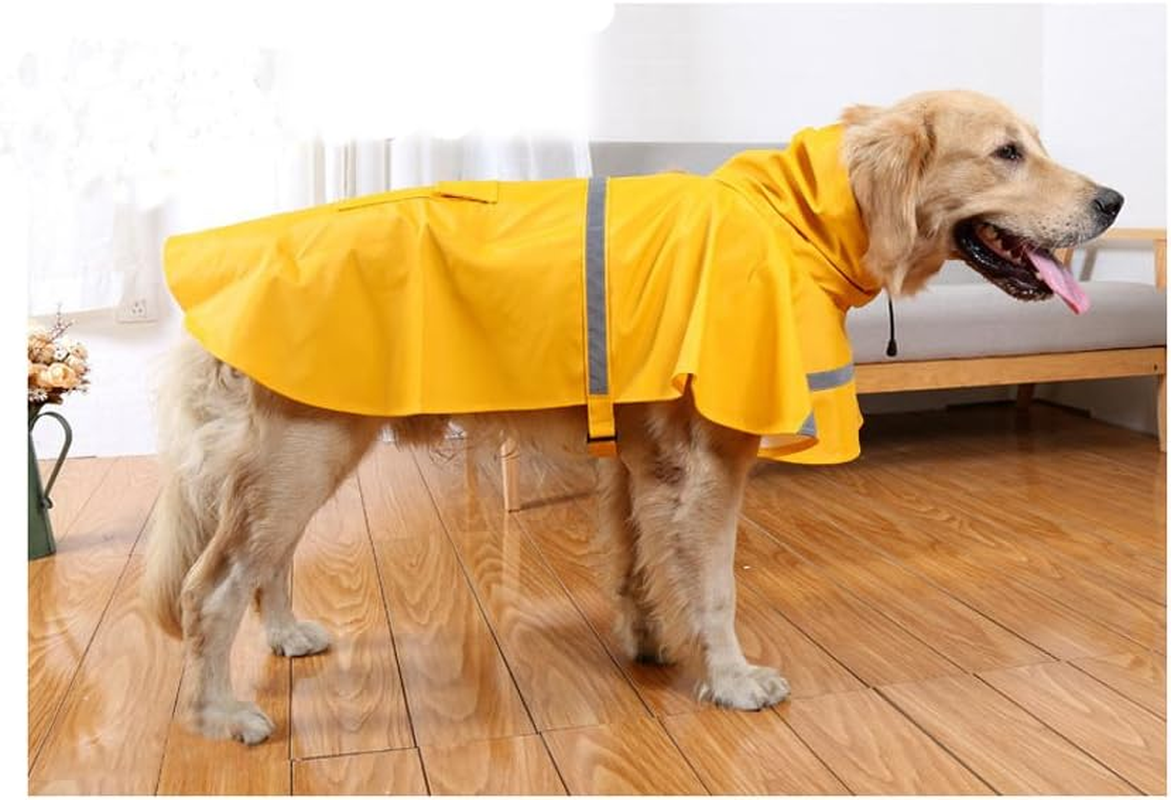 Hotumn Large Dog Raincoat Dog Waterproof Clothes Adjustable Pet Clothes Lightweight Rain Jacket Poncho Hoodies with Strip Reflective (XXL)