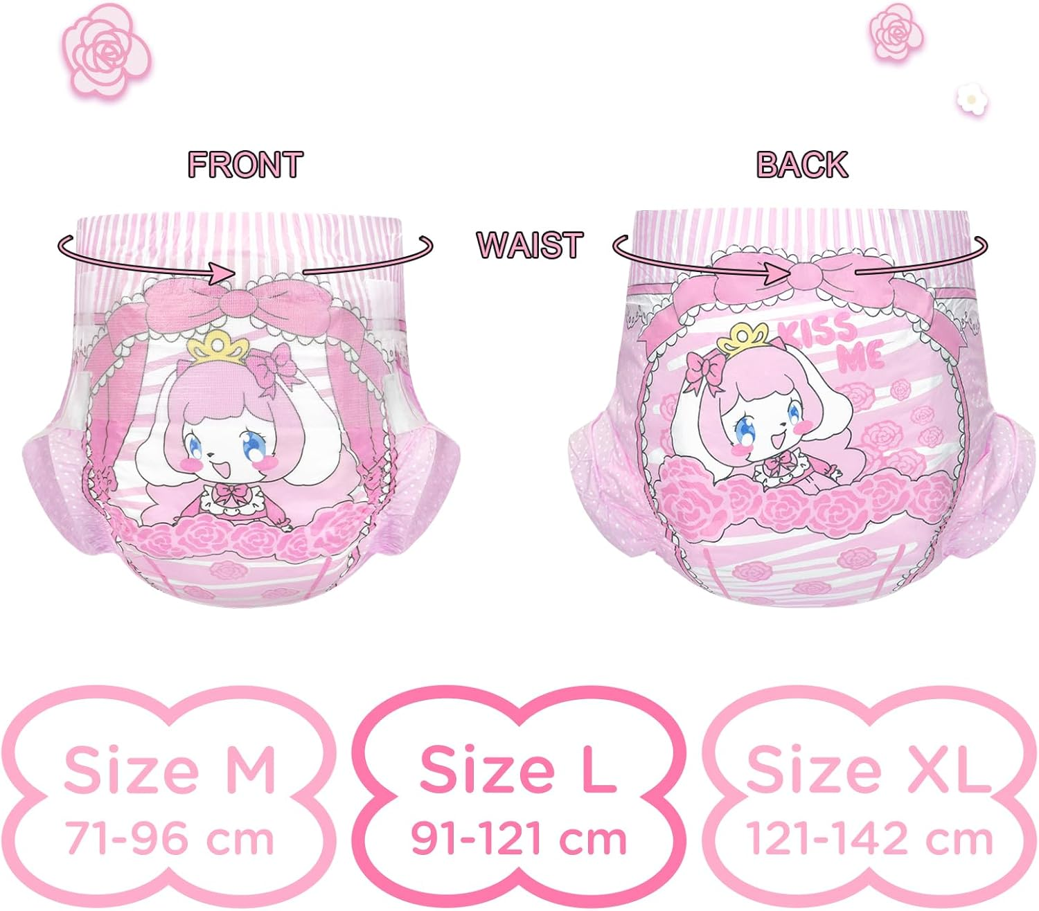 Littleforbig Adjustable Velcro Closure Adult Printed Cloth Back Diaper 10 Pieces - Little Beauty(M) image number 4