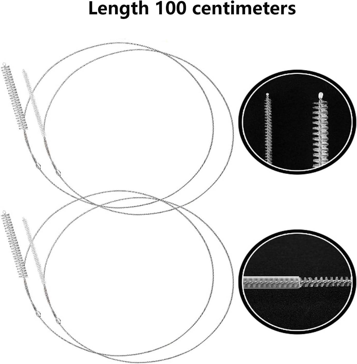 Pack of 2 Hose Brushes, 100 Cm, Flexible Cleaning Brush, Pipe Cleaner, Pipe Cleaner, Straw Brushes, Thin Long Drain Brush for with Drinking Tube (White) image number 4