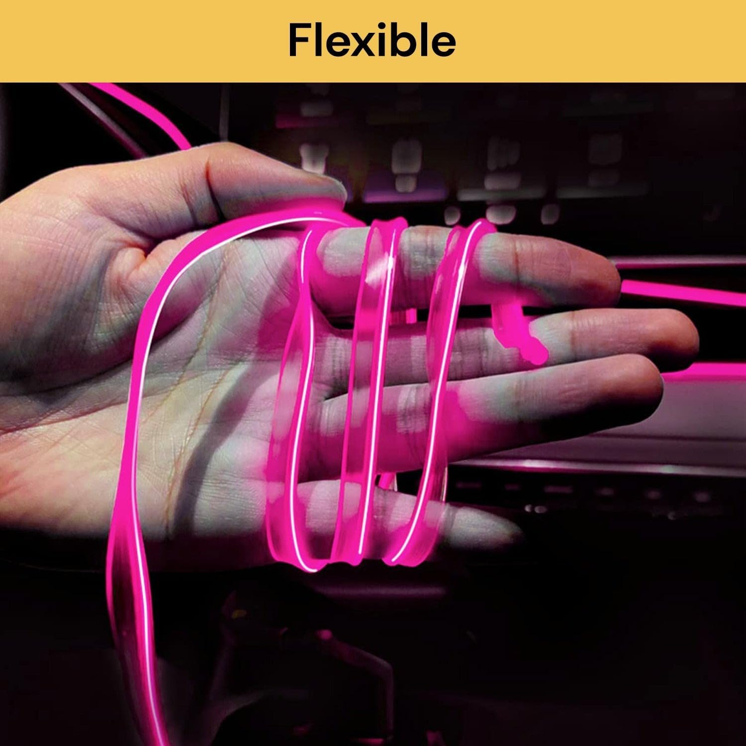 EZONEDEAL 3M 12V Red Neon LED Light Glow EL Wire String Strip Rope Tube Car Interior Decor DIY Auto Atmosphere Decorative Lamp Flexible Light (Red) - Purple image number 2