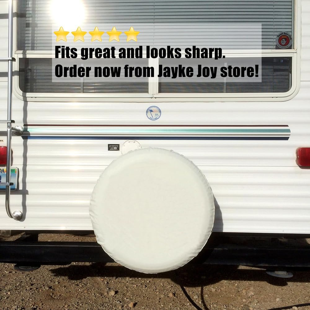 White Spare Tire Cover, Wheel Cover PVC Leather Waterproof Dust-Proof Universal Fit for Jeep, Trailer, RV, SUV and Camper (16 Inch) image number 2