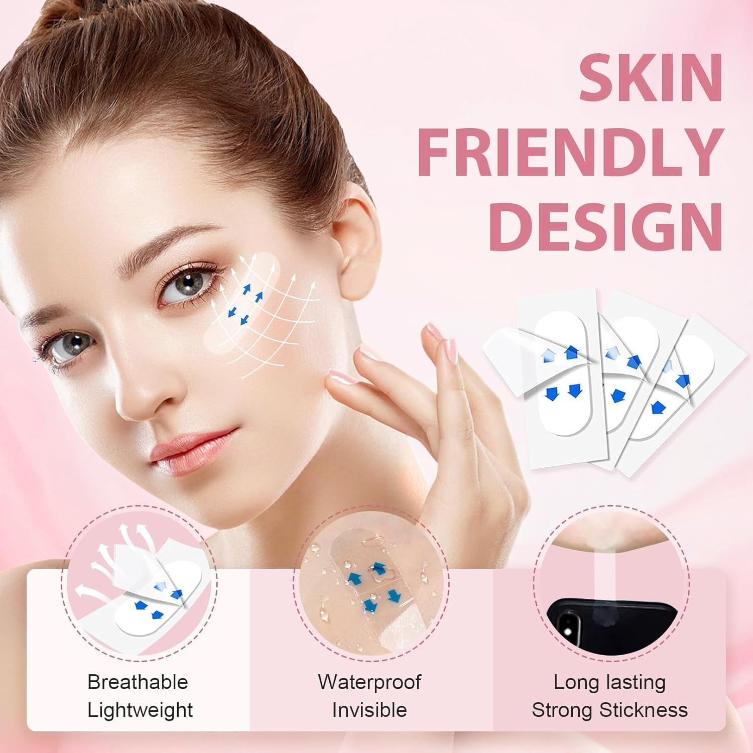 Face Lift Tape Invisible - Instant Face Lift & V Shape Contour - Overnight Wrinkle Patches for Forehead, Neck & Double Chin- Anti-Aging Skin Tightening Tape to Hide Wrinkles & Fine Lines (120PCS) image number 5