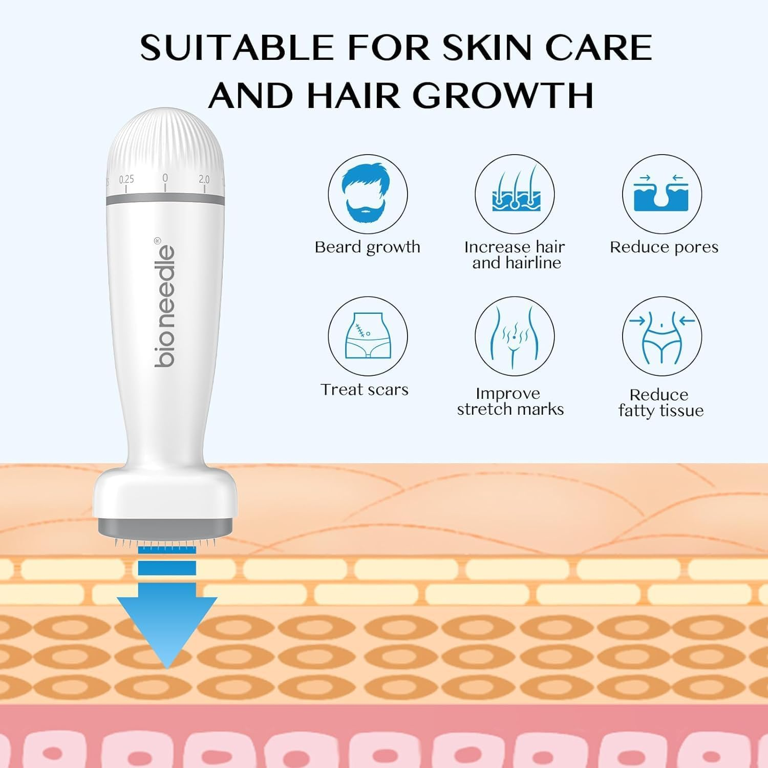 Dr.Pen Bioneedle 120 Titanium Adjustable Microneedling Derma Stamp - 2024 New Professional Derma Microneedle Pen - Amazing Skin Pen for Face Body Beard - Dr Beauty Pen for Men and Women Home Use image number 5
