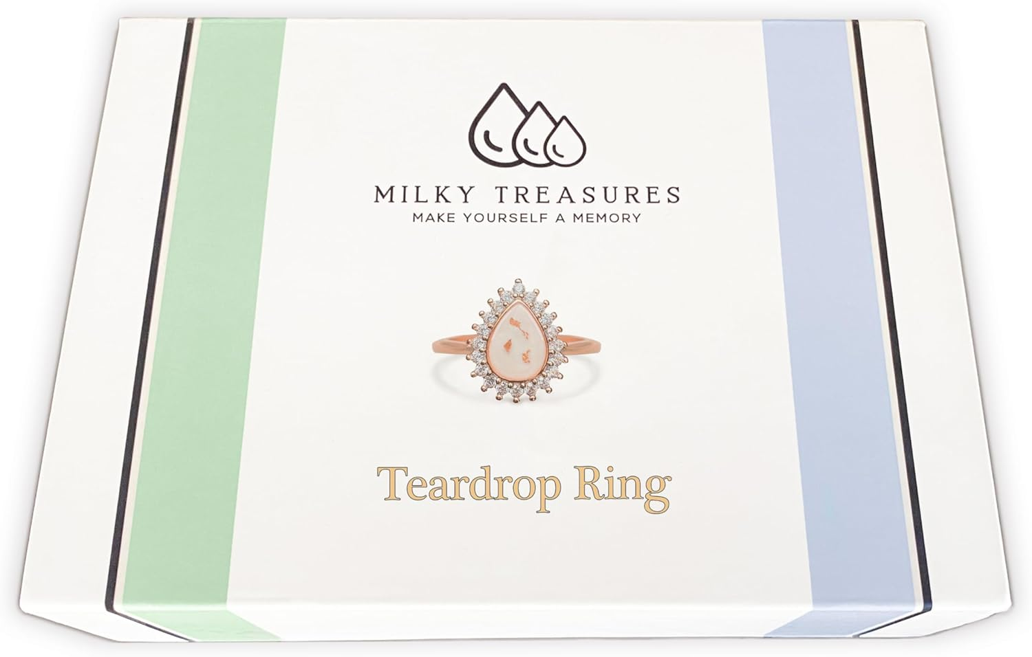 Milky Treasures Teadrop Ring DIY Breastmilk Jewelry Making Kit | Rose Gold | Adjustable Size 6 to 10 | Breastfeeding Keepsake | New Mom Gifts | 925 Sterling Silver | Lactation, 925 Sterling Silver, - Gold Rose image number 7