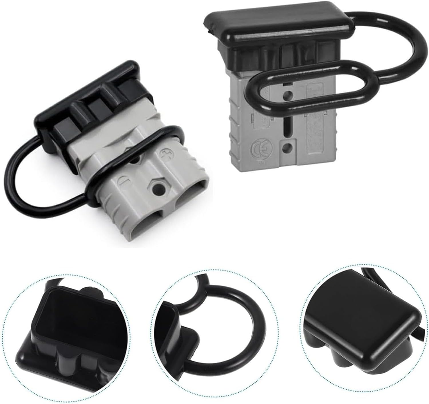 Battery Dust Cover, 4 Pcs 50AMP Battery Dust Cover Anderson Plug Cover Connector Dust Cover Dustproof Waterproof Plug Cover Connector Cover Rubber Cover Plug Connector Protective End Cap image number 1