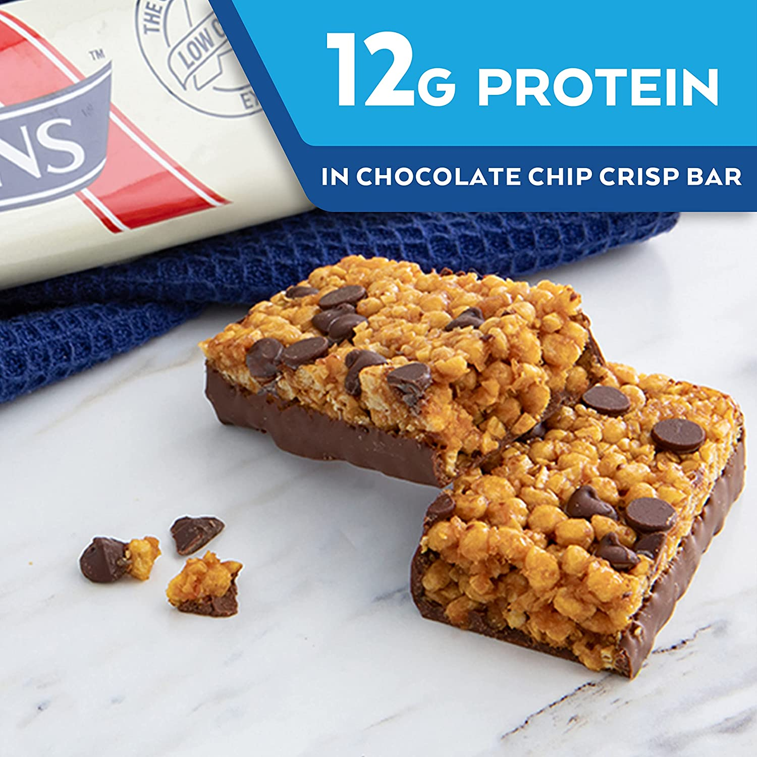 Atkins Chocolate Chip Crisp Bars | Keto Friendly | 5 X 37G Low Carb Chocolate Bars | Low Carb, Low Sugar, High Protein, High Fibre | 5 Bar Pack image number 1