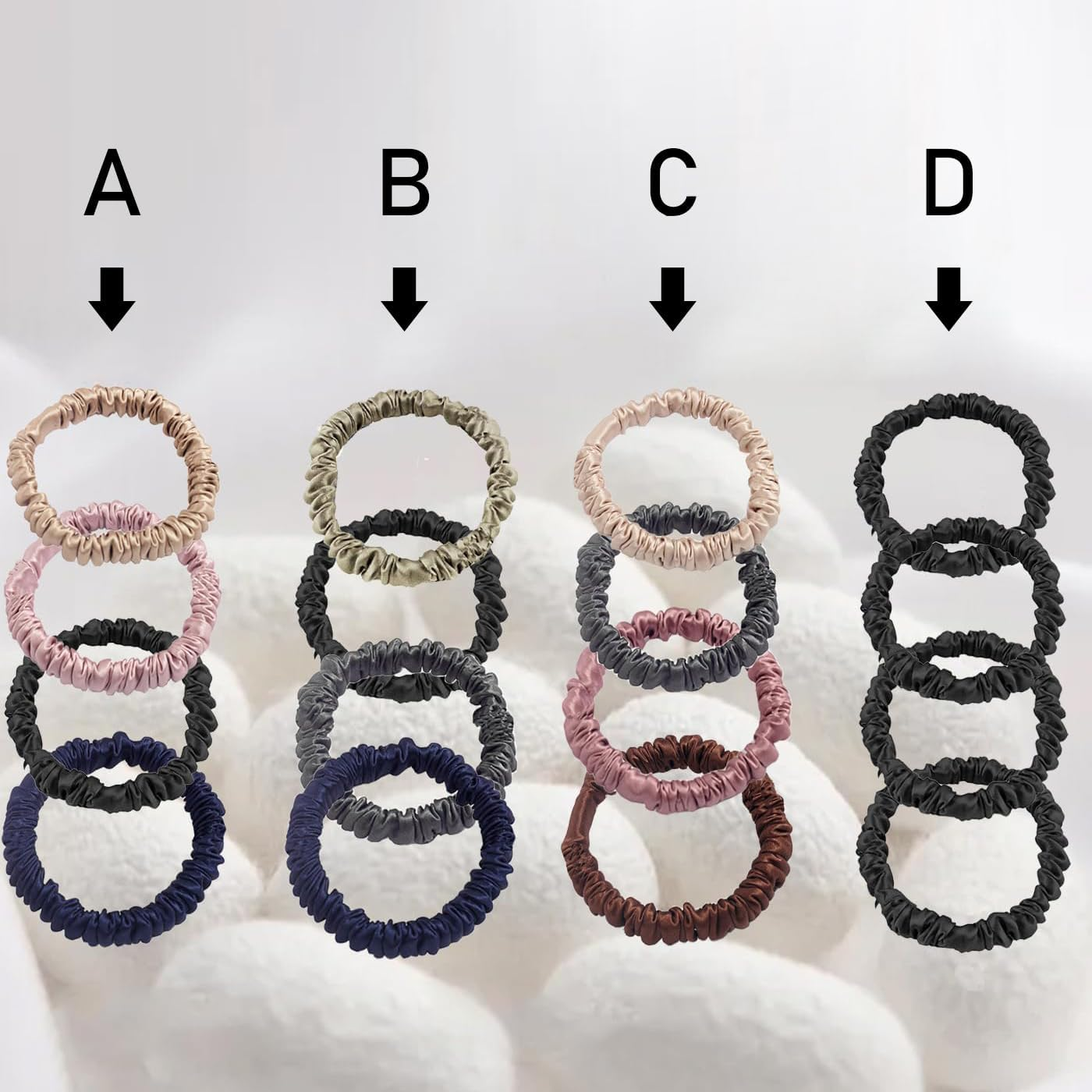 4 Pcs Silk Scrunchie, Betterjonny 100% Pure Mulberry Silk Hair Ties Hair Bands Silk Hair Ties No Damage Skinny Scrunchies for Women,Girls,Everyday Hair Ties image number 5