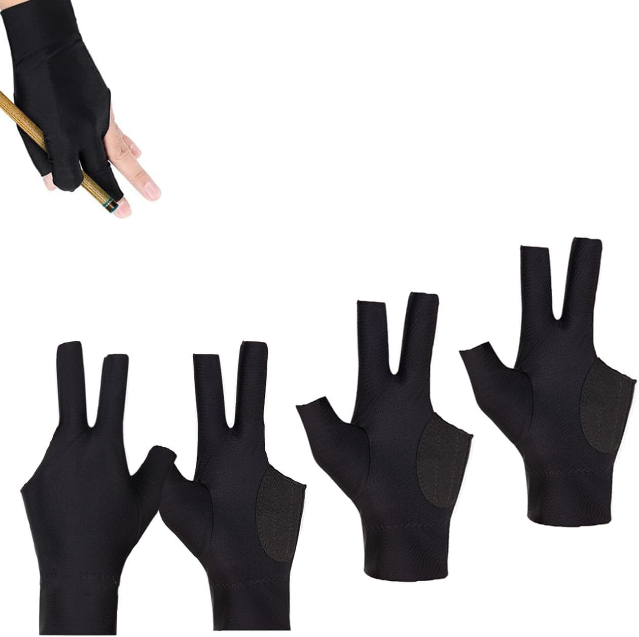 4 Pcs Billiards Gloves,Three Finger Gloves Snooker Gloves,Left Hand Pool Gloves,Non-Slip Breathable Snooker Gloves image number 5