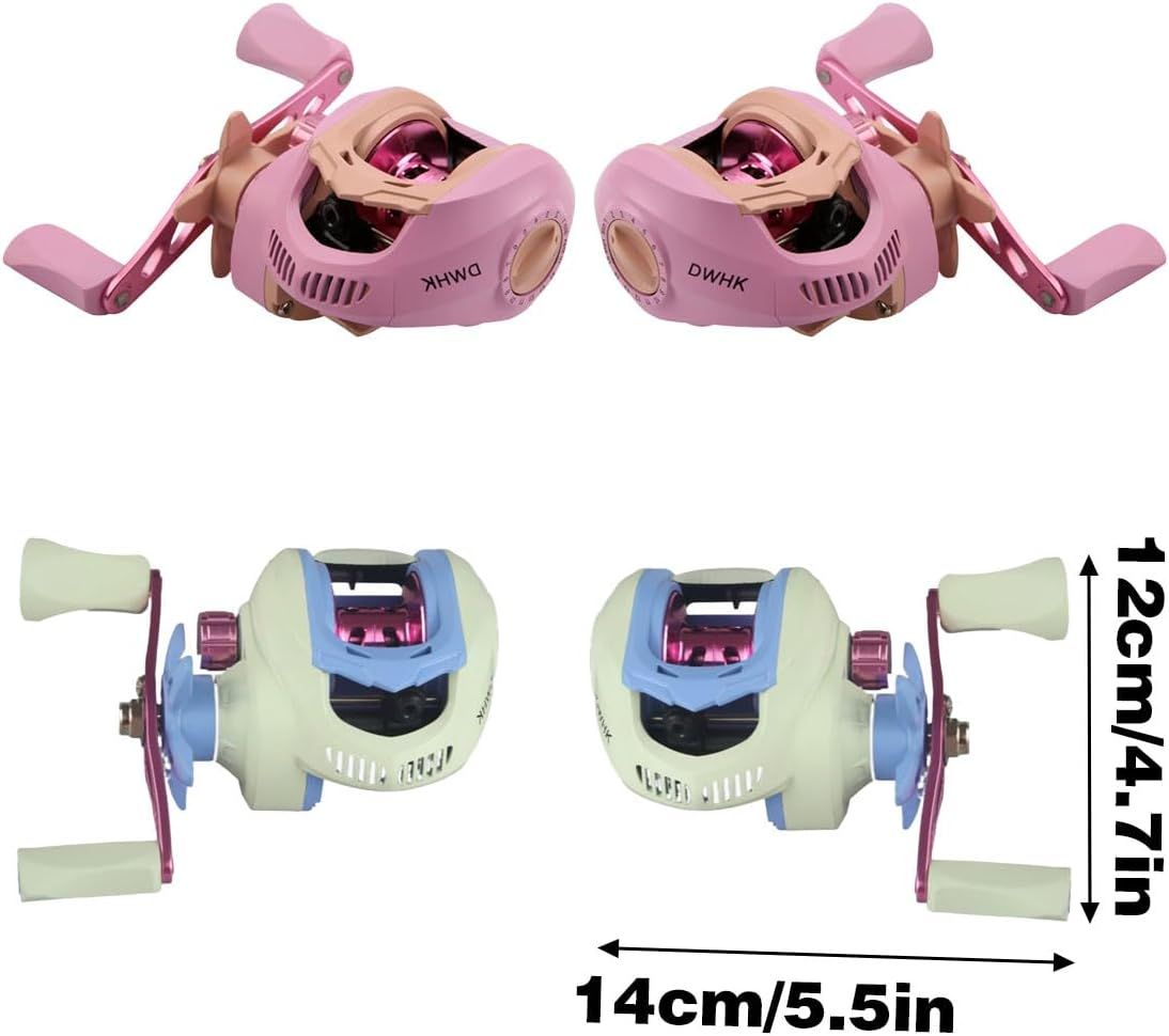 AIMALL Baitcasting Fishing Reel 18+1BB High Speed Drop Wheel Left/Right Hand Macaron Reel with Brass Spindle Gear Ceramic Outlet for Freshwater Saltwater Casting - Blue-Left Hand Version image number 3