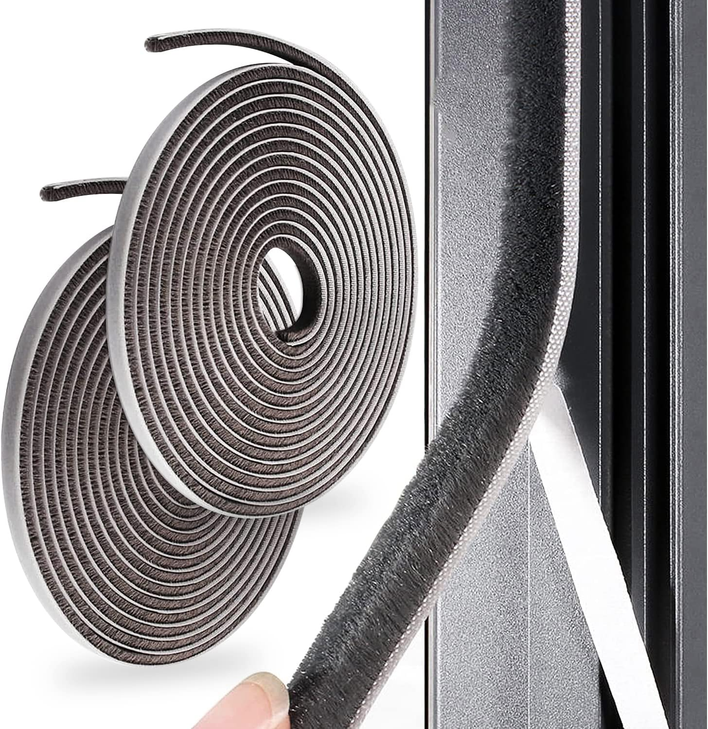 Pacify 2 Rolls 65.6 Ft Weather Stripping Door Seal Strip Self Adhesive Window Seal Strip Brush for Soundproofing Windproof Dustproof Wide 9 Mm*Thick 5 Mm image number 3