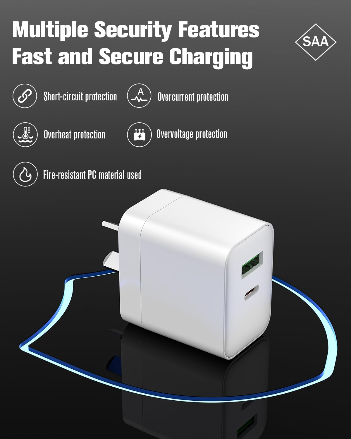 SCHITEC 2-Pack USB C Fast Charger, 5V/2A USB-C Wall Charger Plug Power Adapter Compatible with Iphone, Ipad, Samsung, Pixel, Galaxy, HTC image number 5