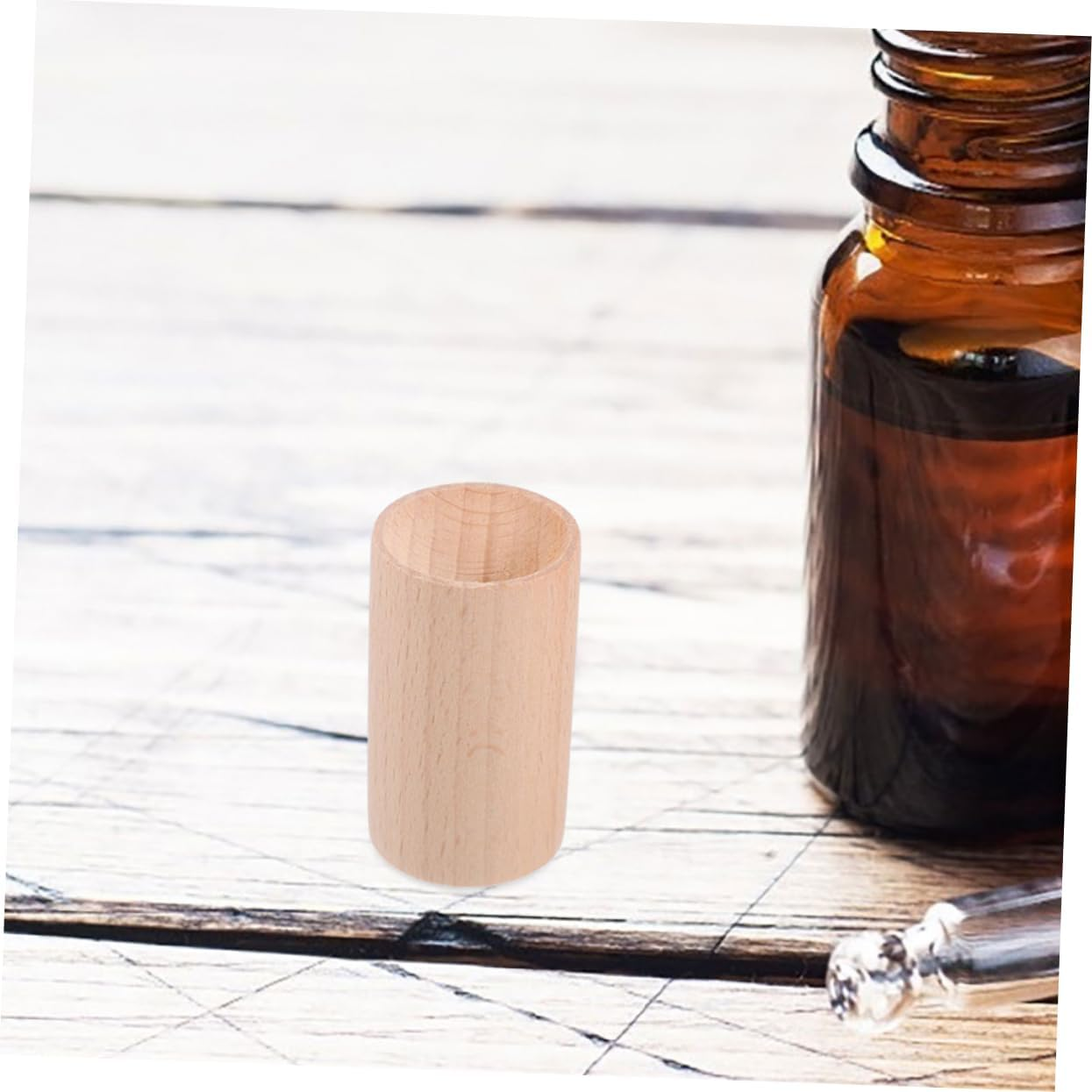 FRCOLOR Aromatherapy Display Pillars in Mini Cylinder Wood Base 4Pcs Essential Oil Diffuser Holder Elegant for Home Decor image number 4