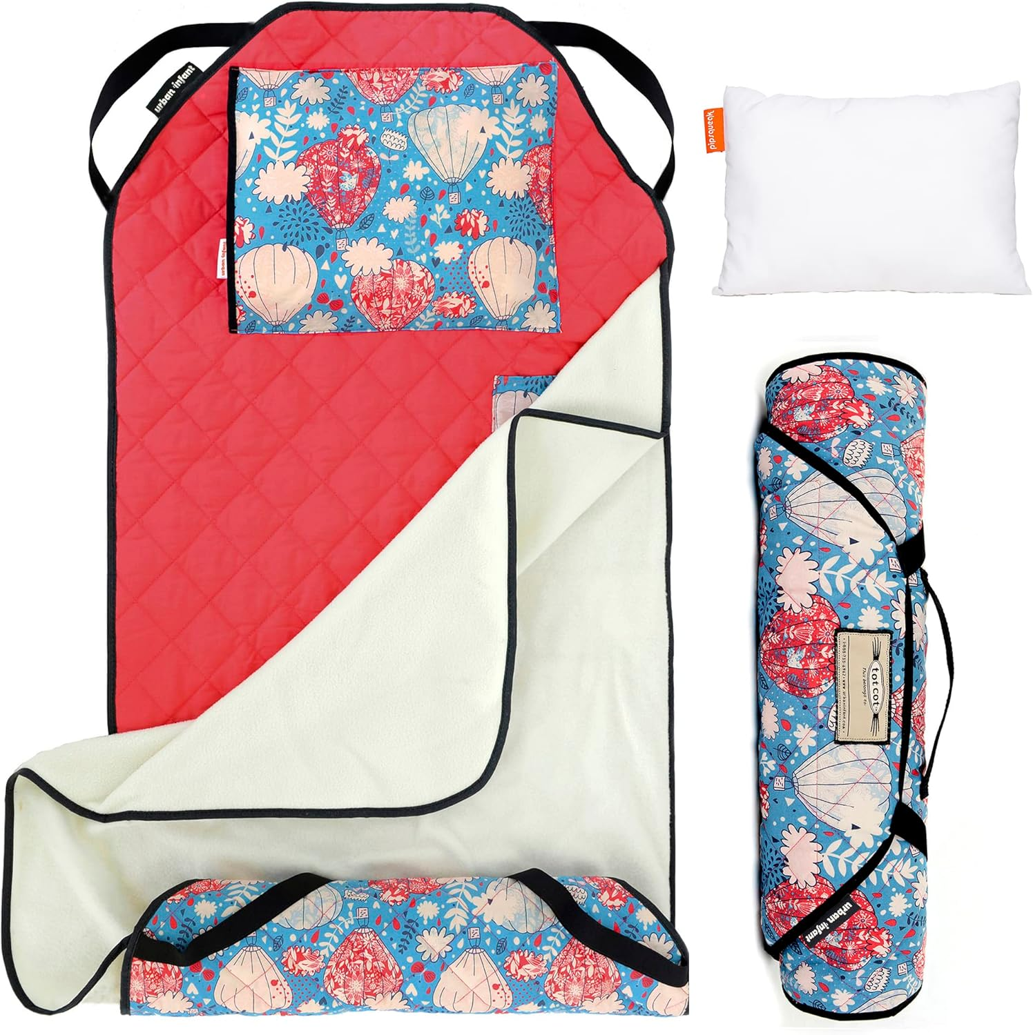 Urban Infant Tot Cot Kids Nap Mat - Toddler Preschool Daycare Bedding Cover with Blanket and Pillow